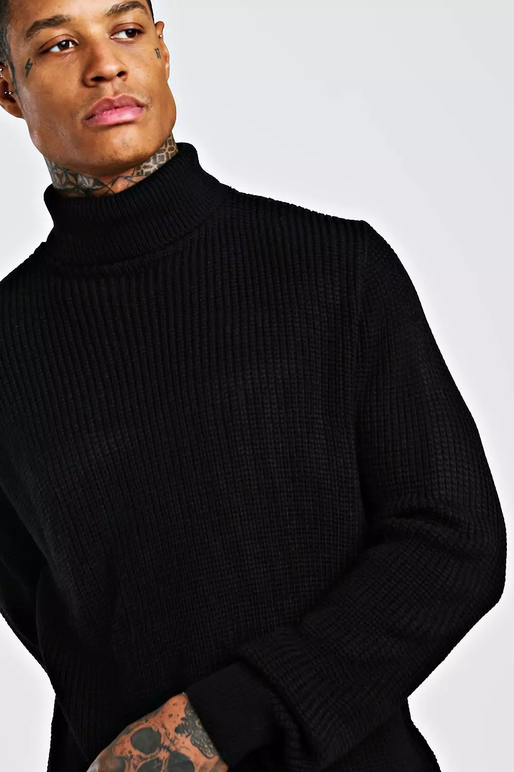 Black chunky polo store neck jumper