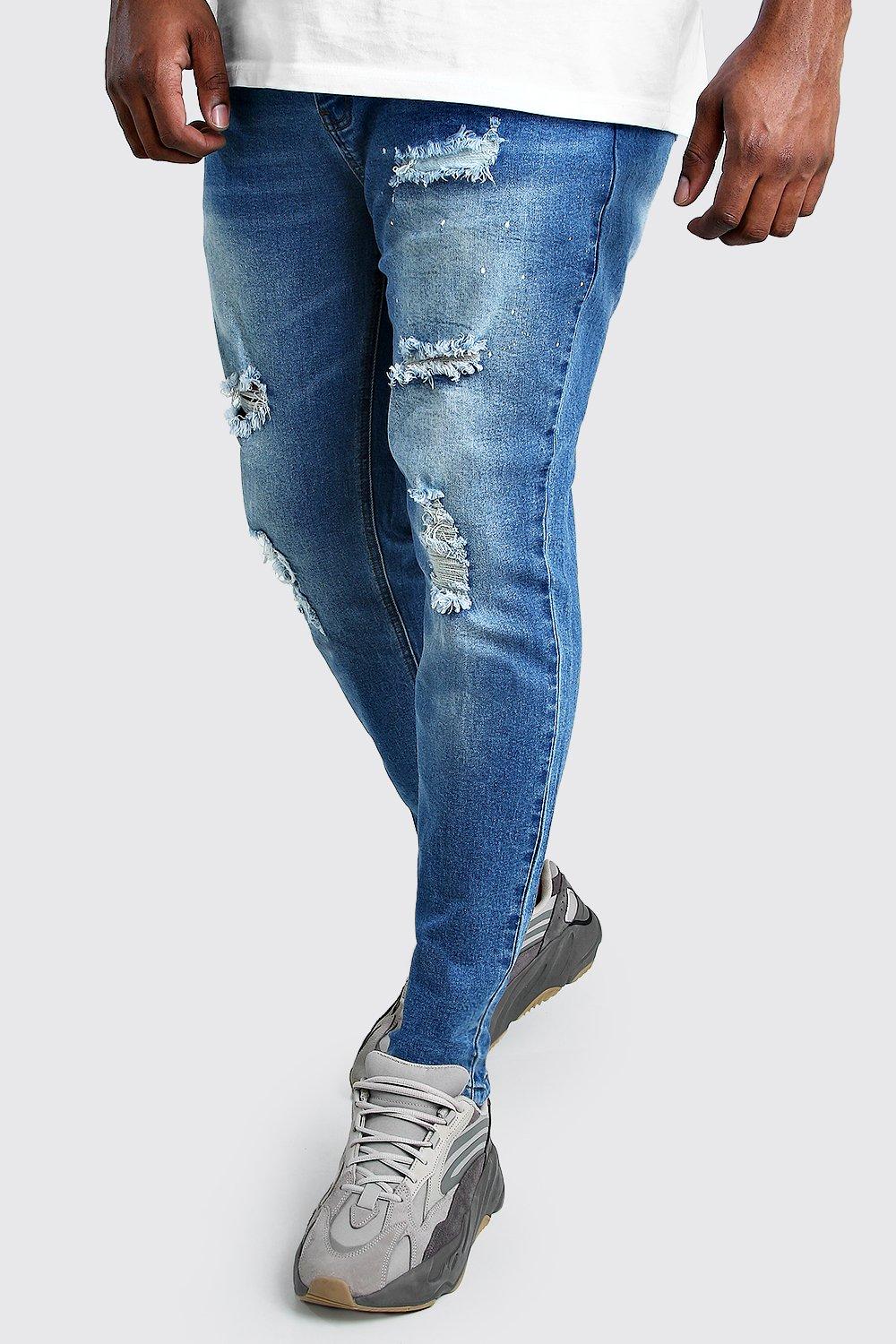boohooman paint splatter jeans