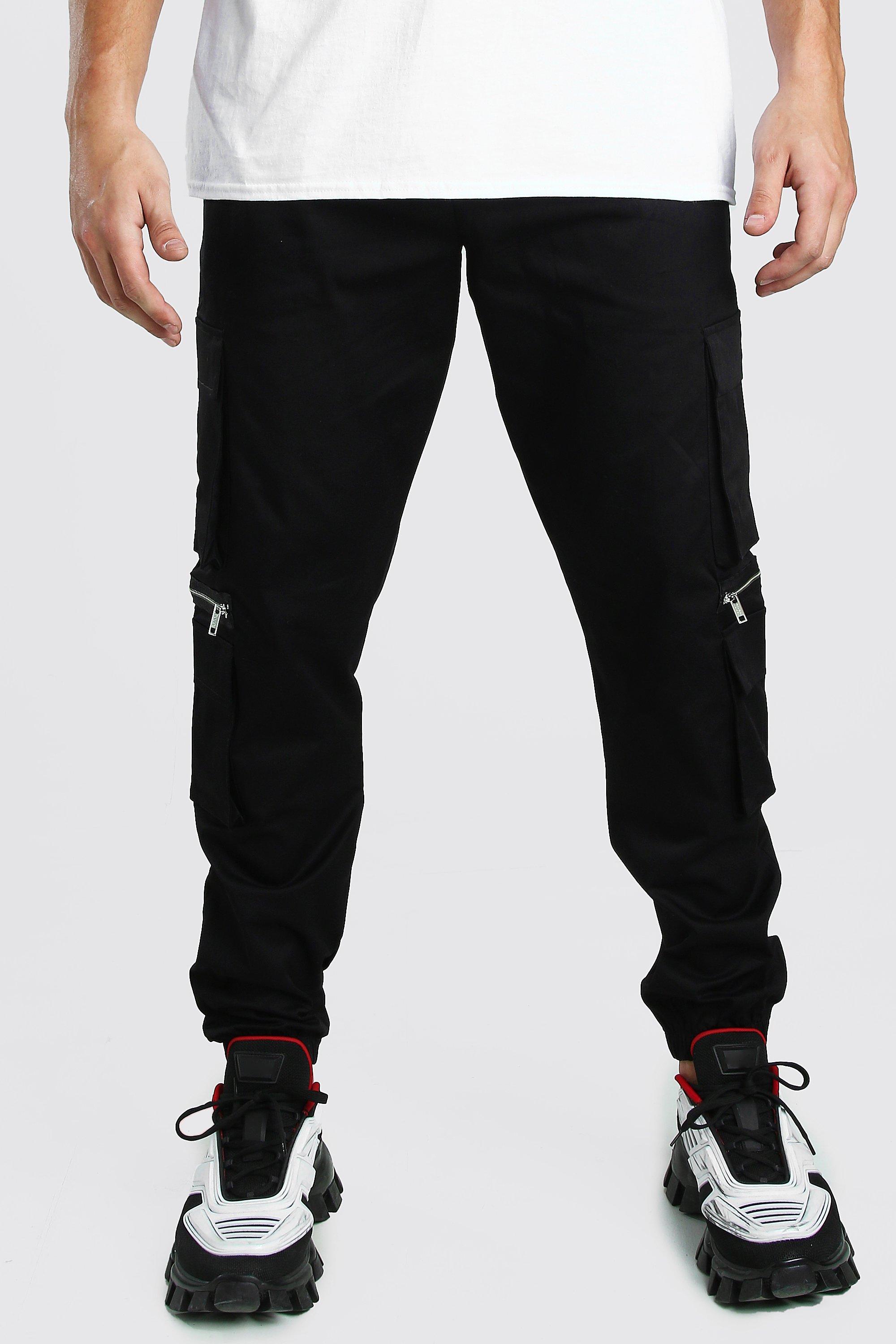 black cargo pants with pockets