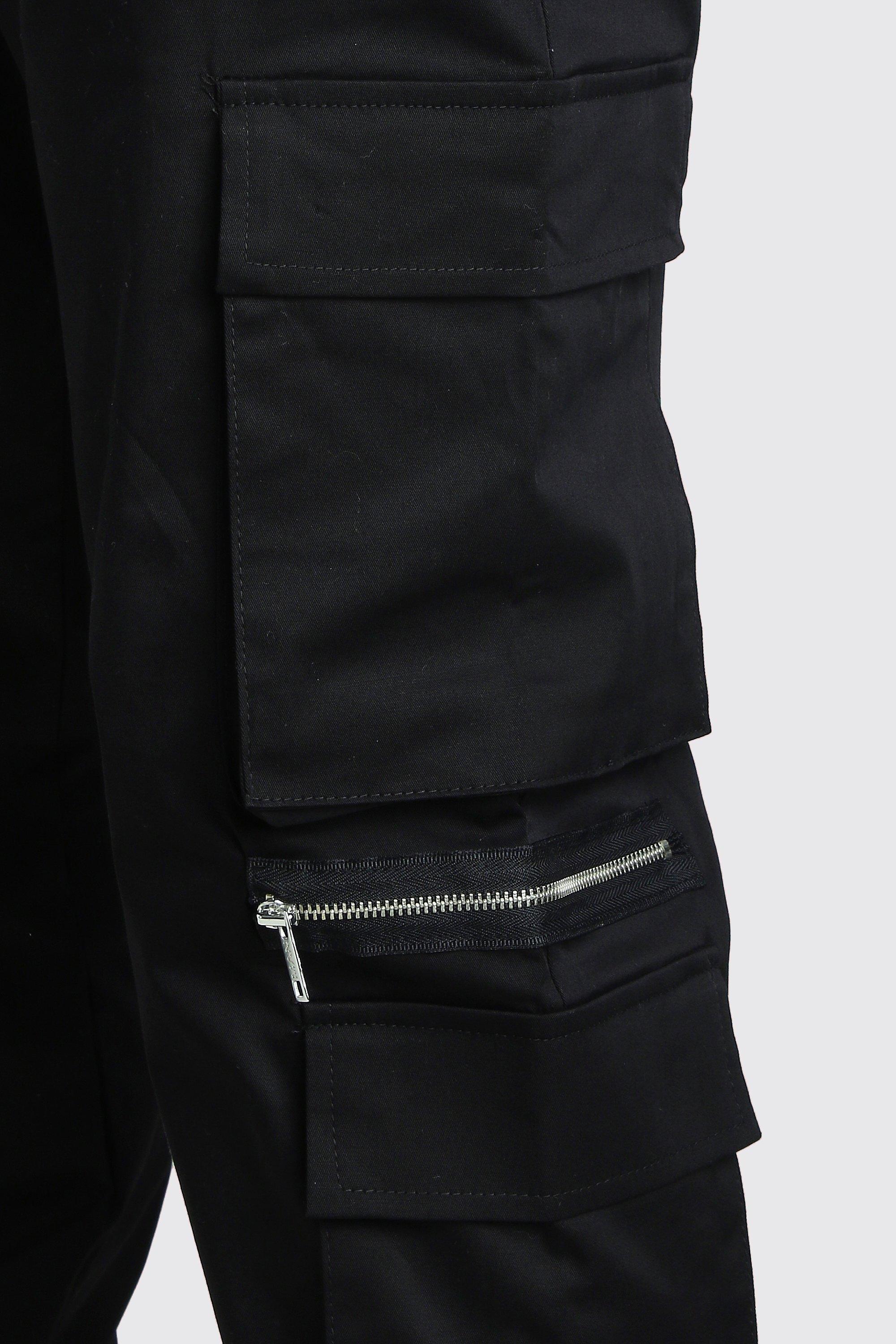 black multi pocket cargo pants