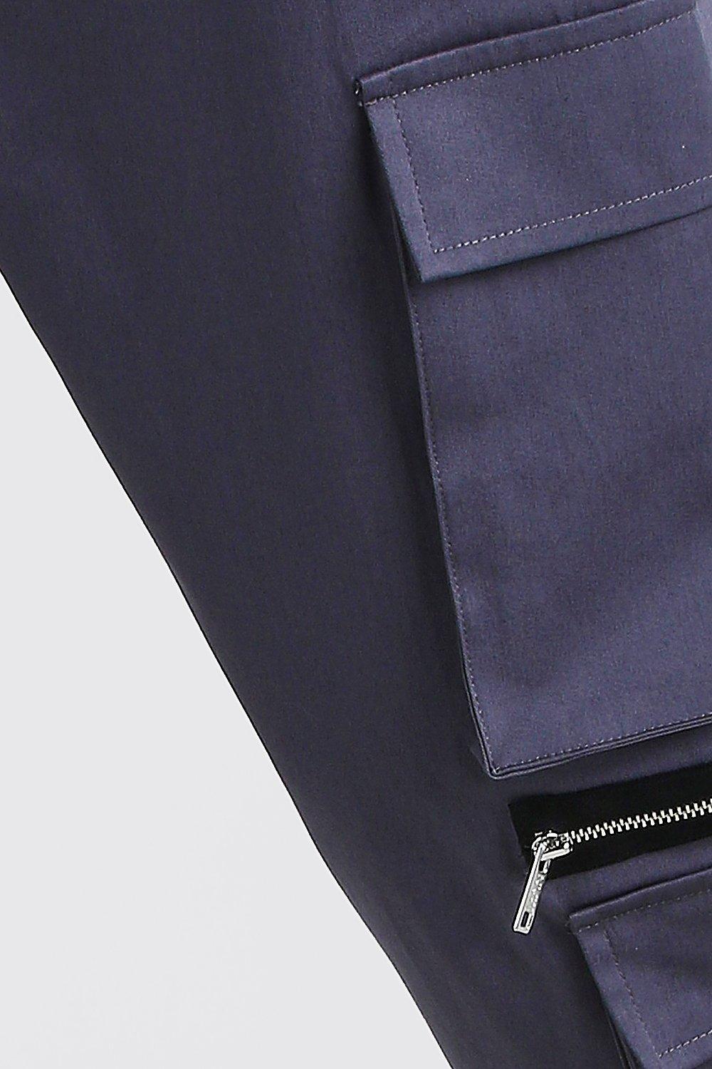 dual pocket zip cargo twill pants