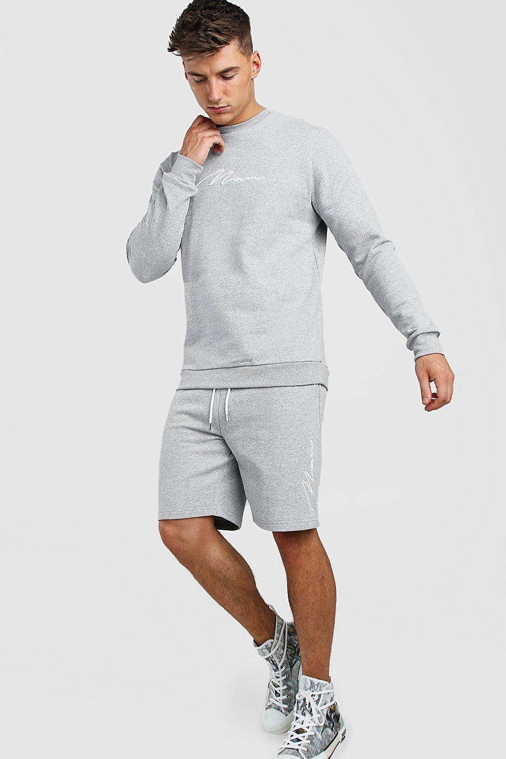 

Укороченный спортивный костюм MAn с объемной вышивкой Man, Grey marl
