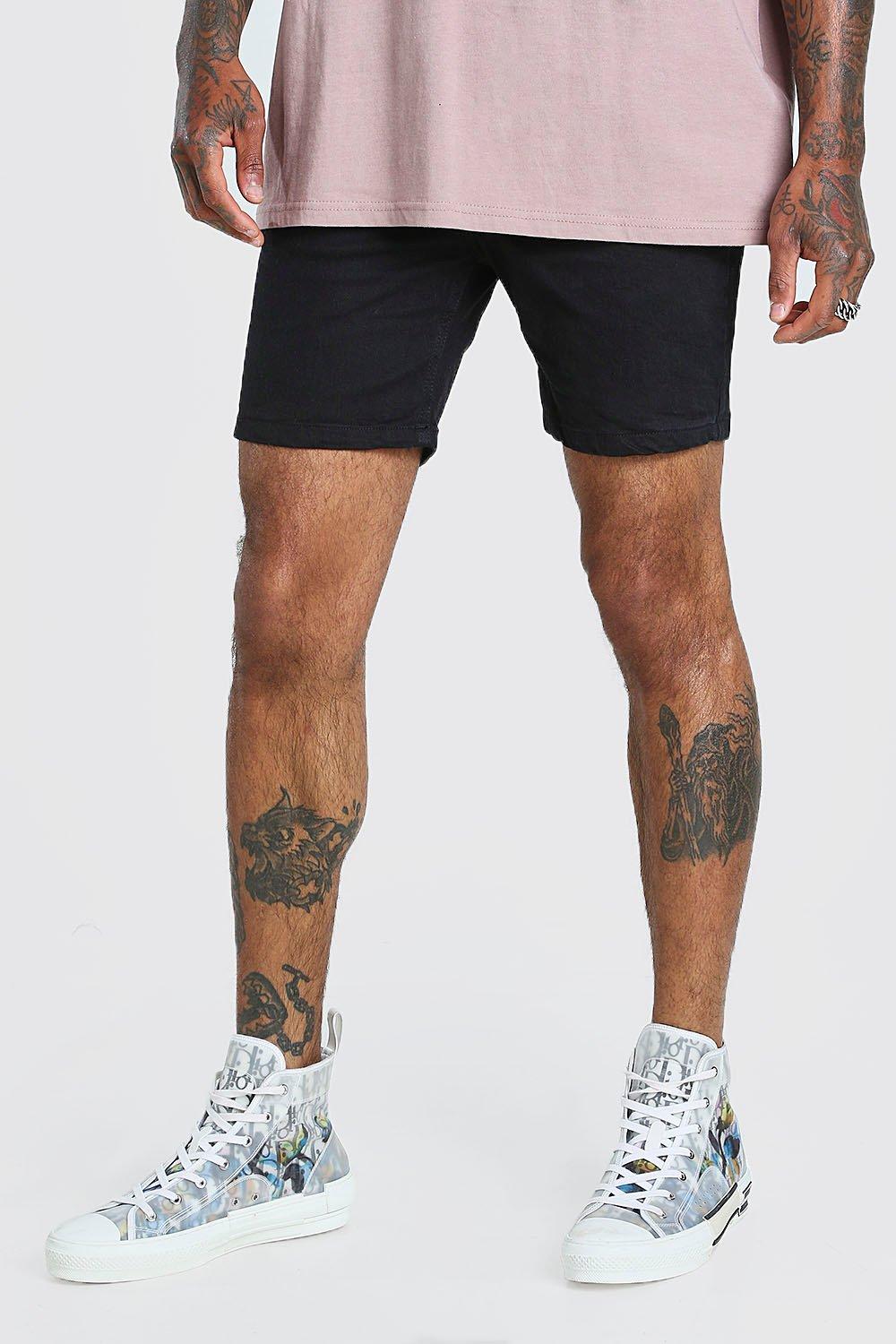 black skinny jean shorts