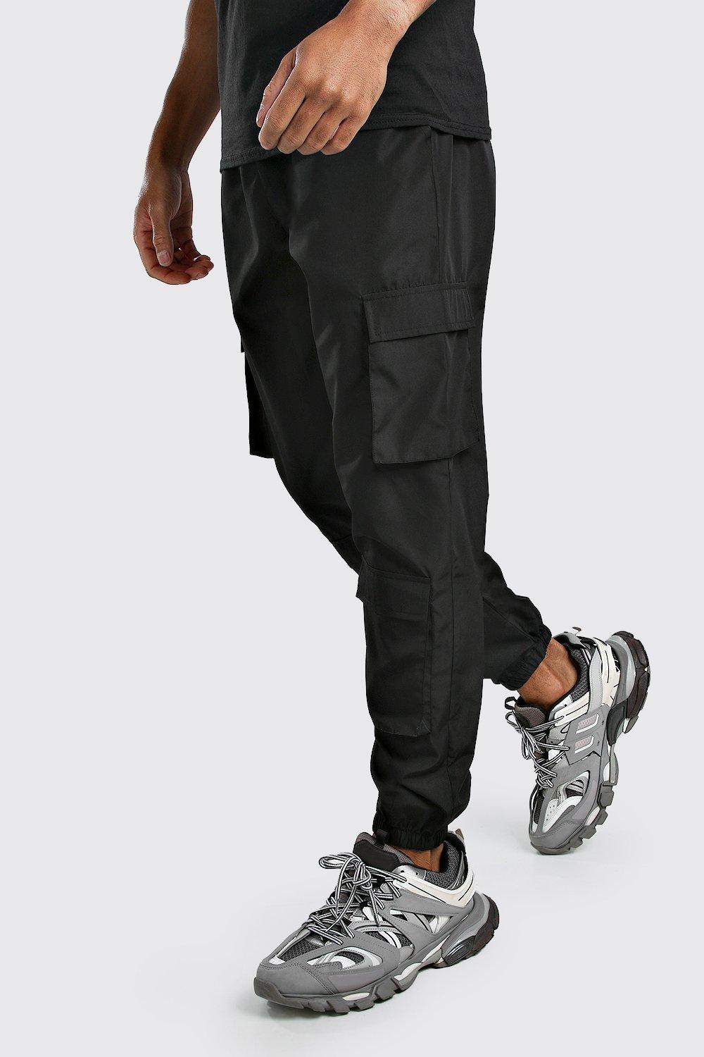 

Shell Cargo Jogger With Multi Pockets, Black