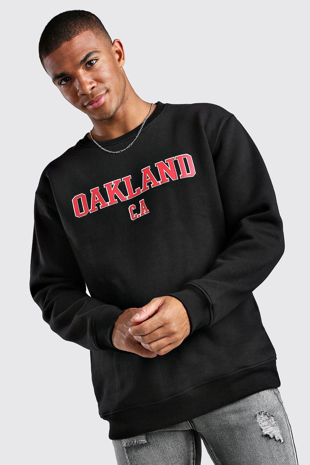 

Loose Fit Oakland Print Varsity Sweatshirt, Black