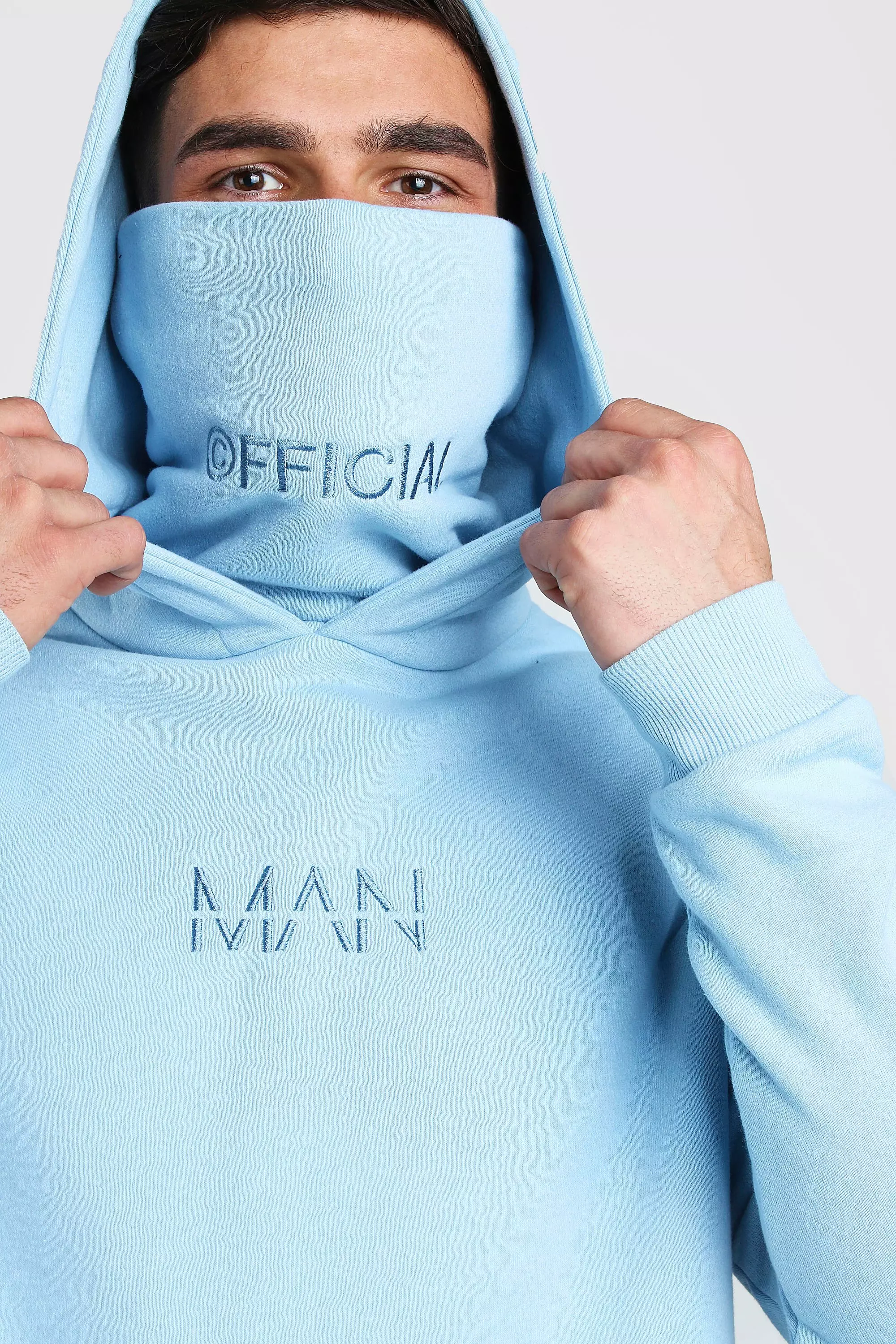 MAN Official Jersey Hoodie With Snood boohooMAN USA