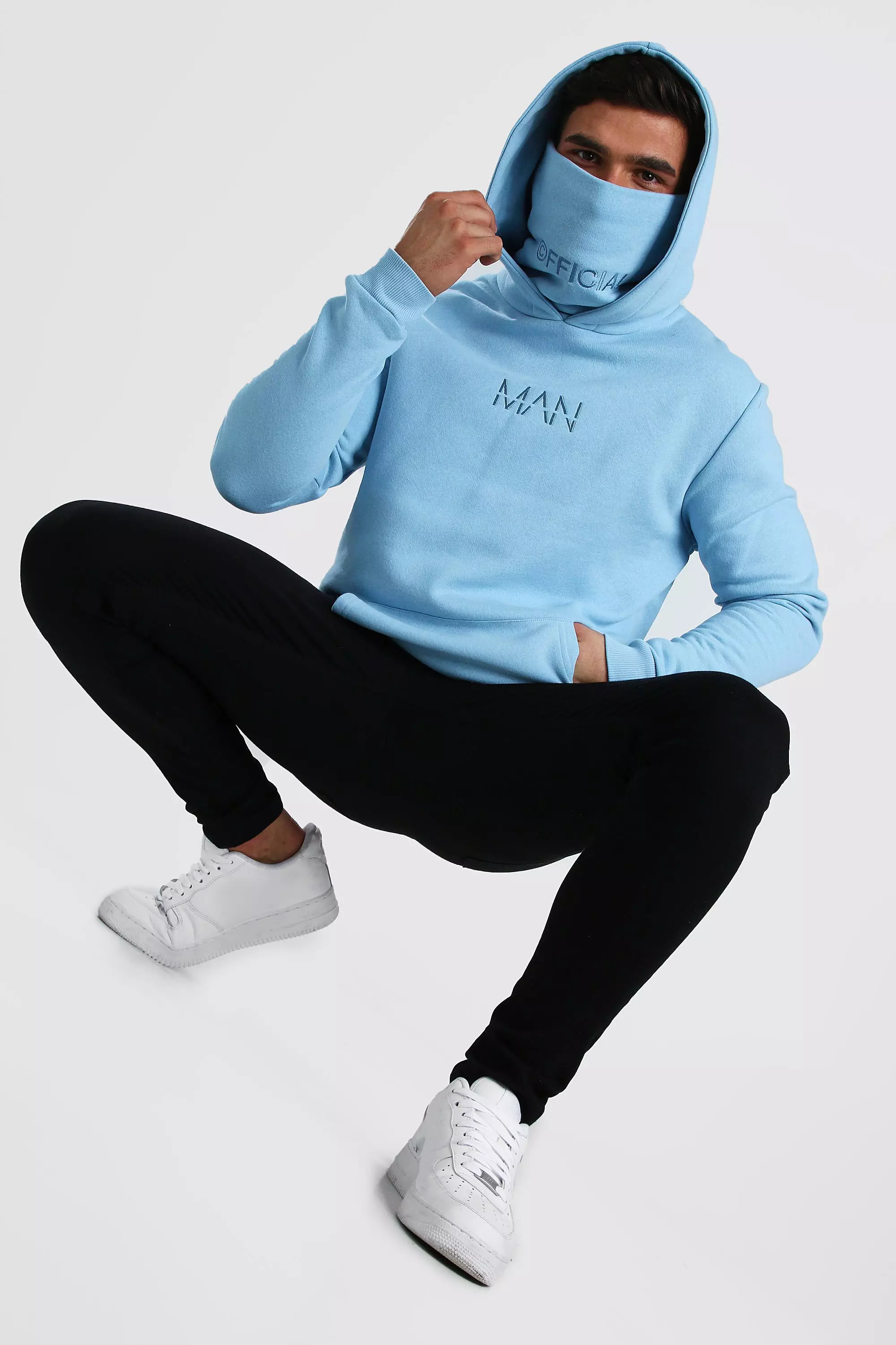 MAN Official Jersey Hoodie With Snood boohooMAN USA