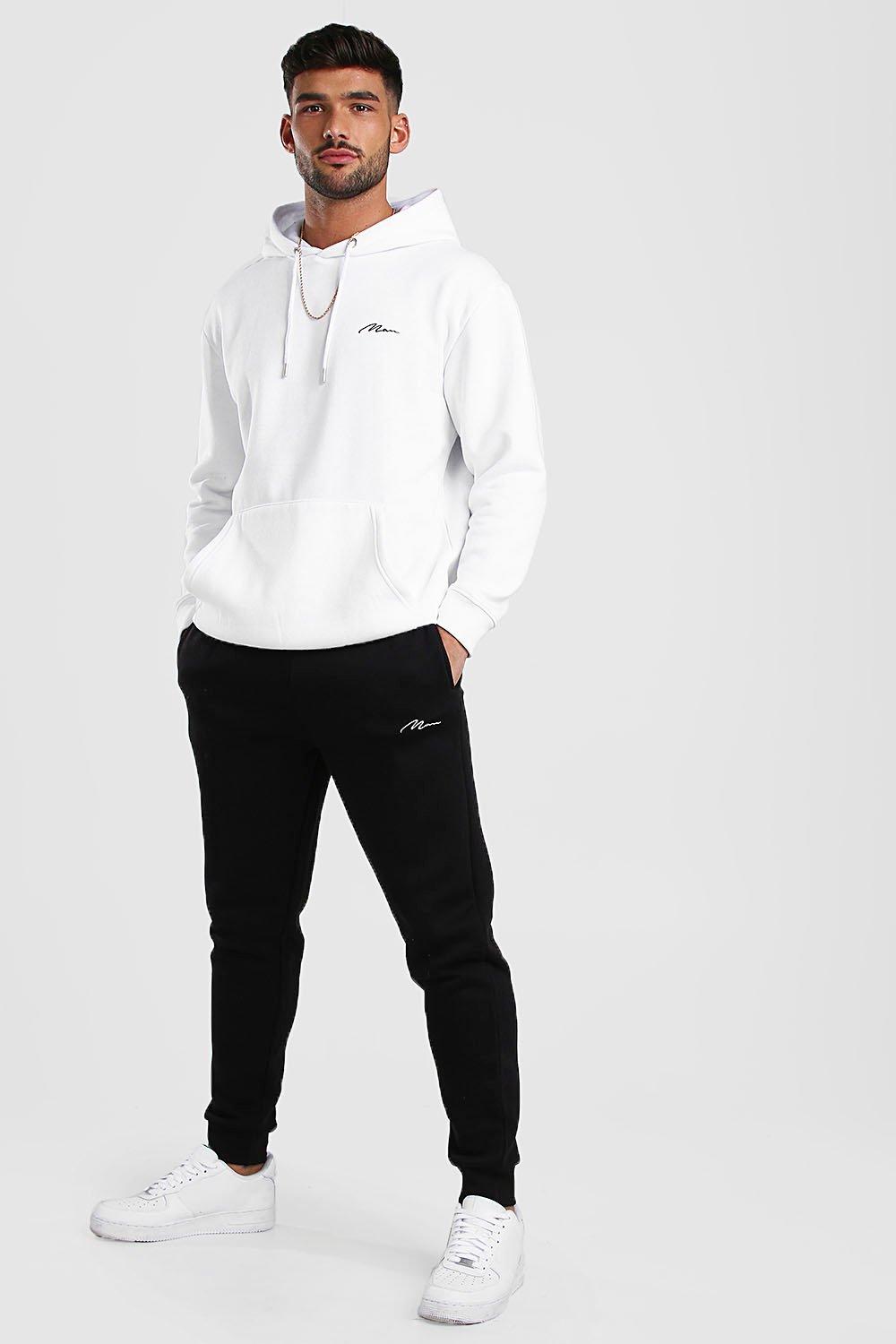 

Фирменный спортивный костюм MAN Hi-Lo с худи свободного кроя, White