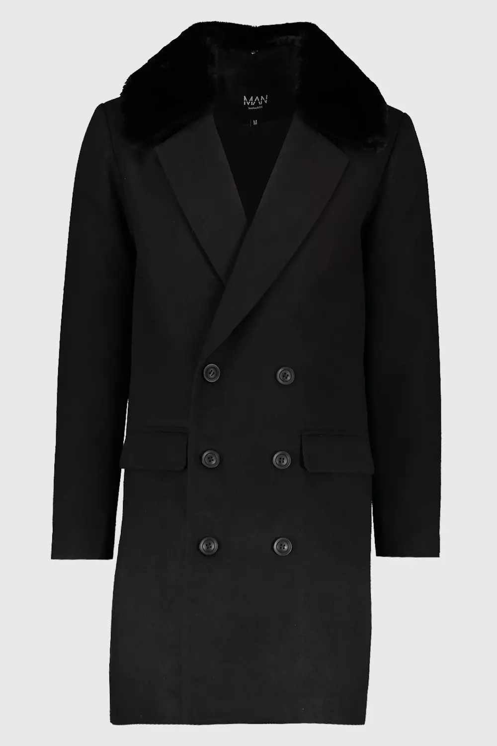 Double Breasted Faux Fur Overcoat