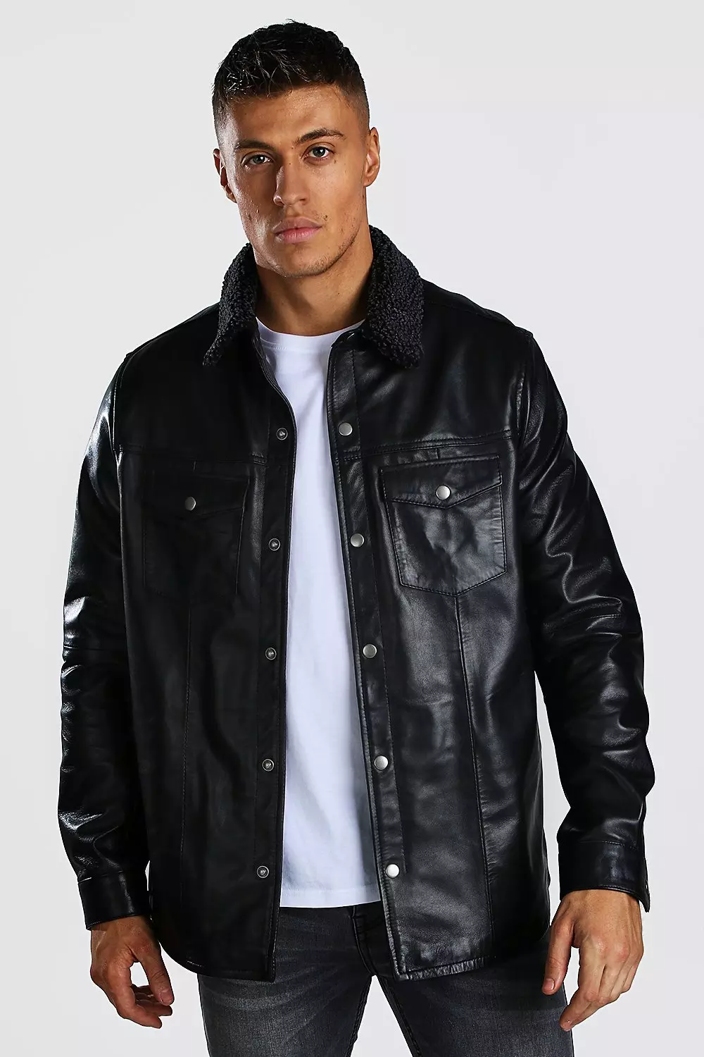 Veste chemise en online cuir