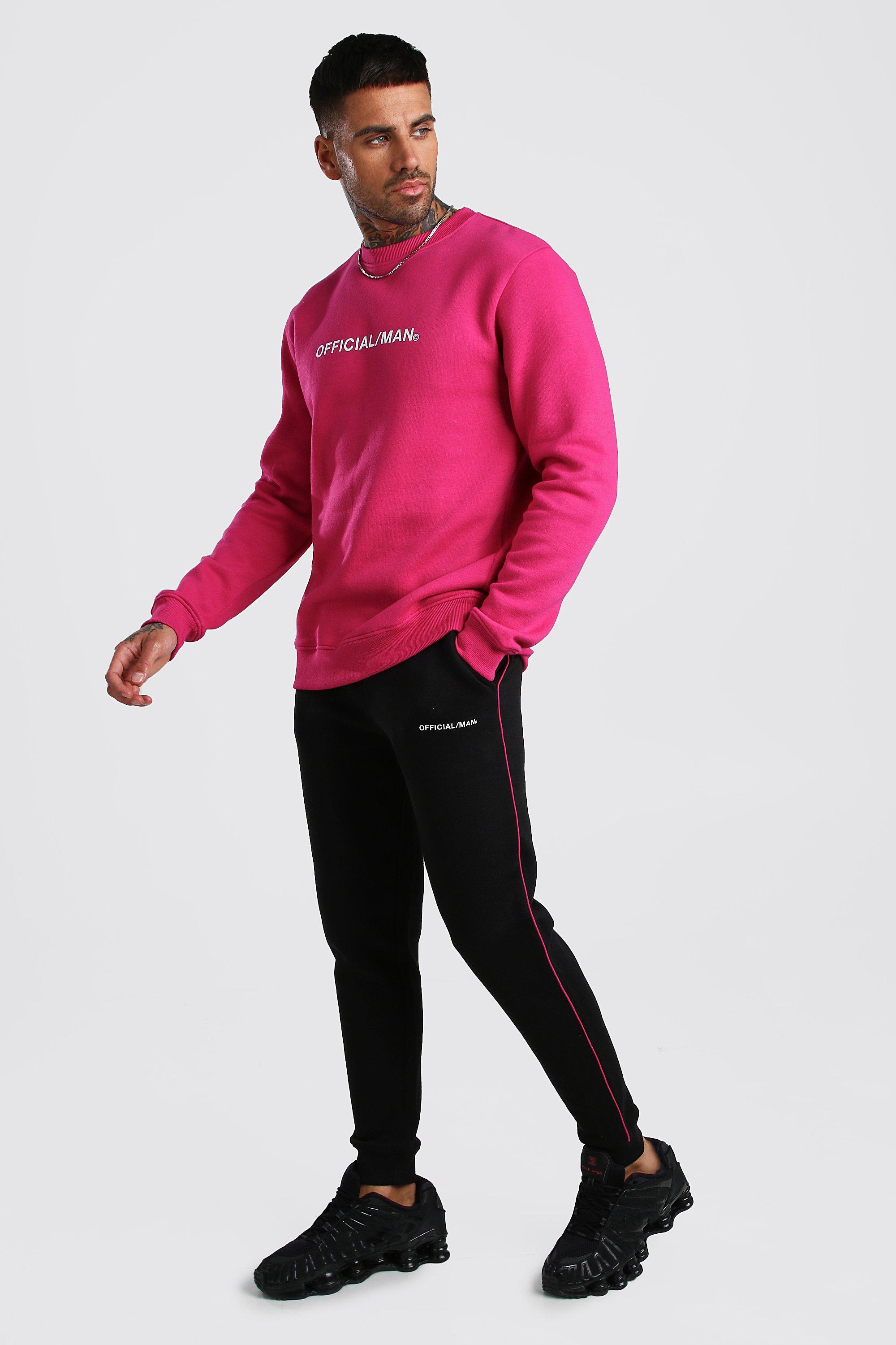 

Официальный спортивный костюм MAN с толстовкой с окантовкой, Pink