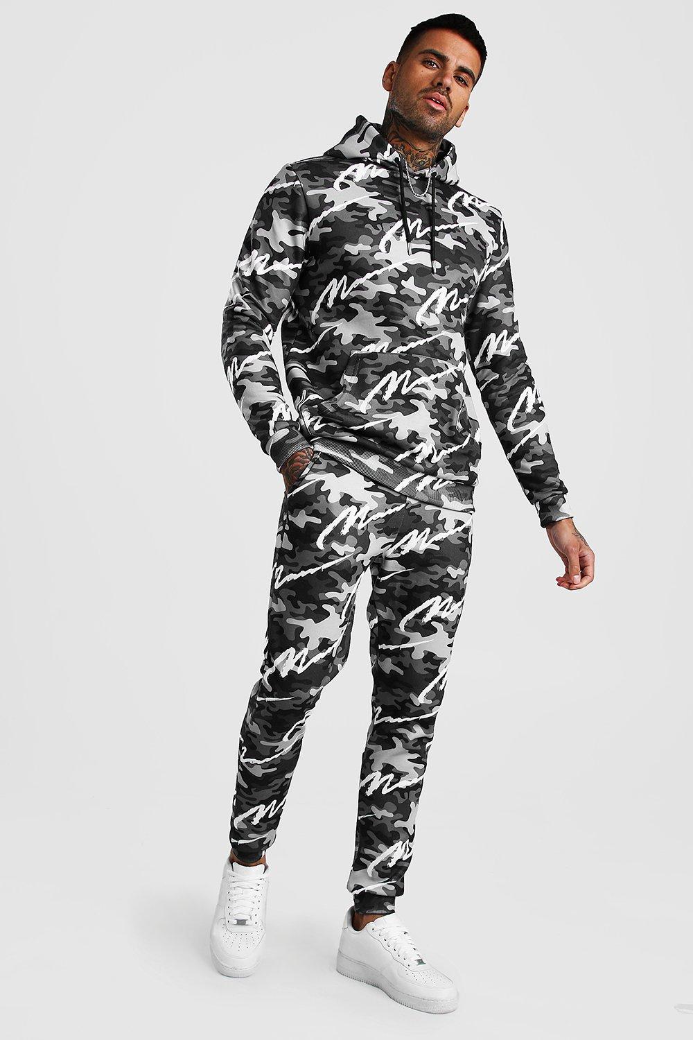 boohooman all over print tracksuit