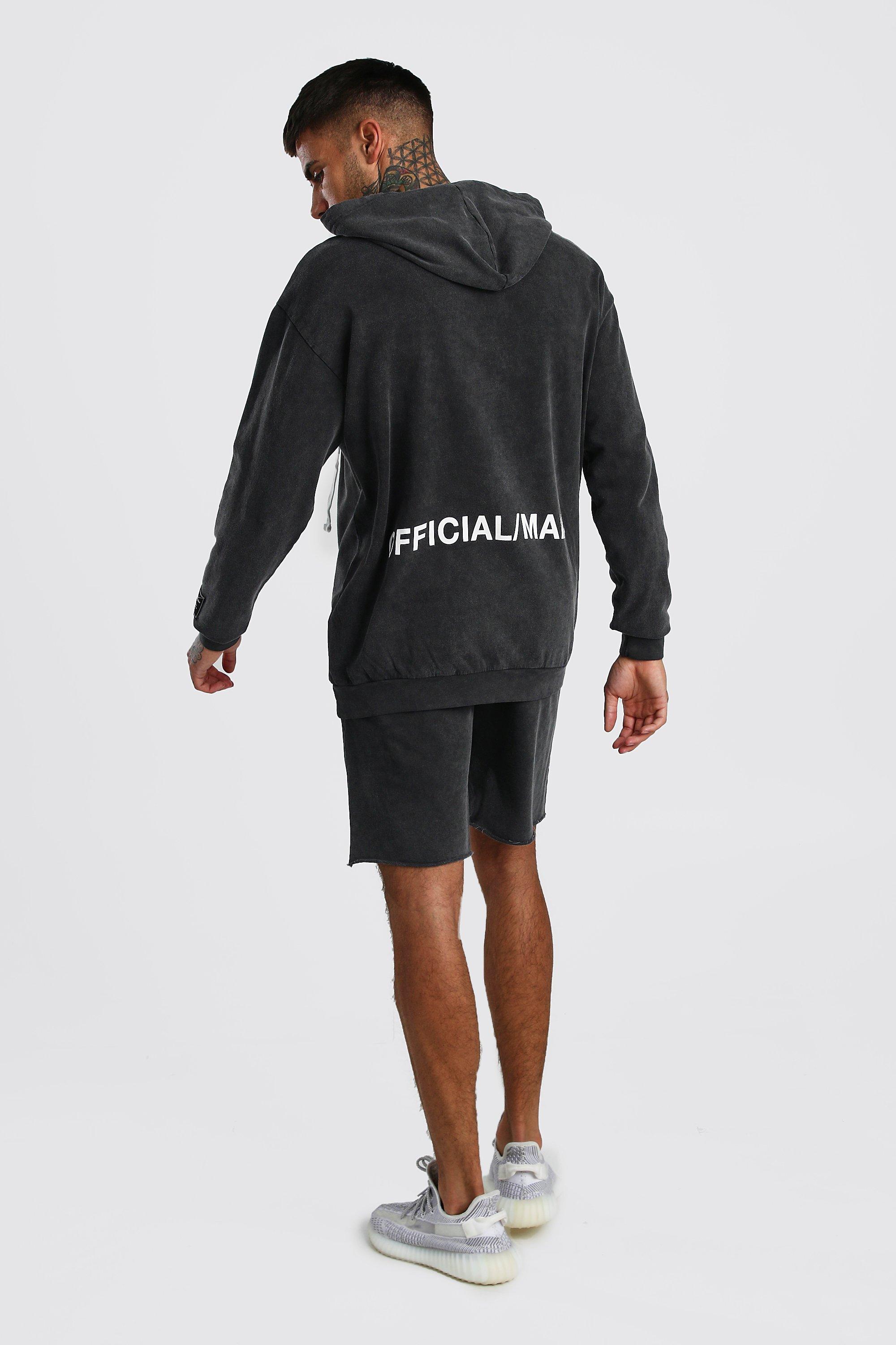 

Свободный укороченный спортивный костюм MAN с эффектом кислотной тсирки, Dark grey