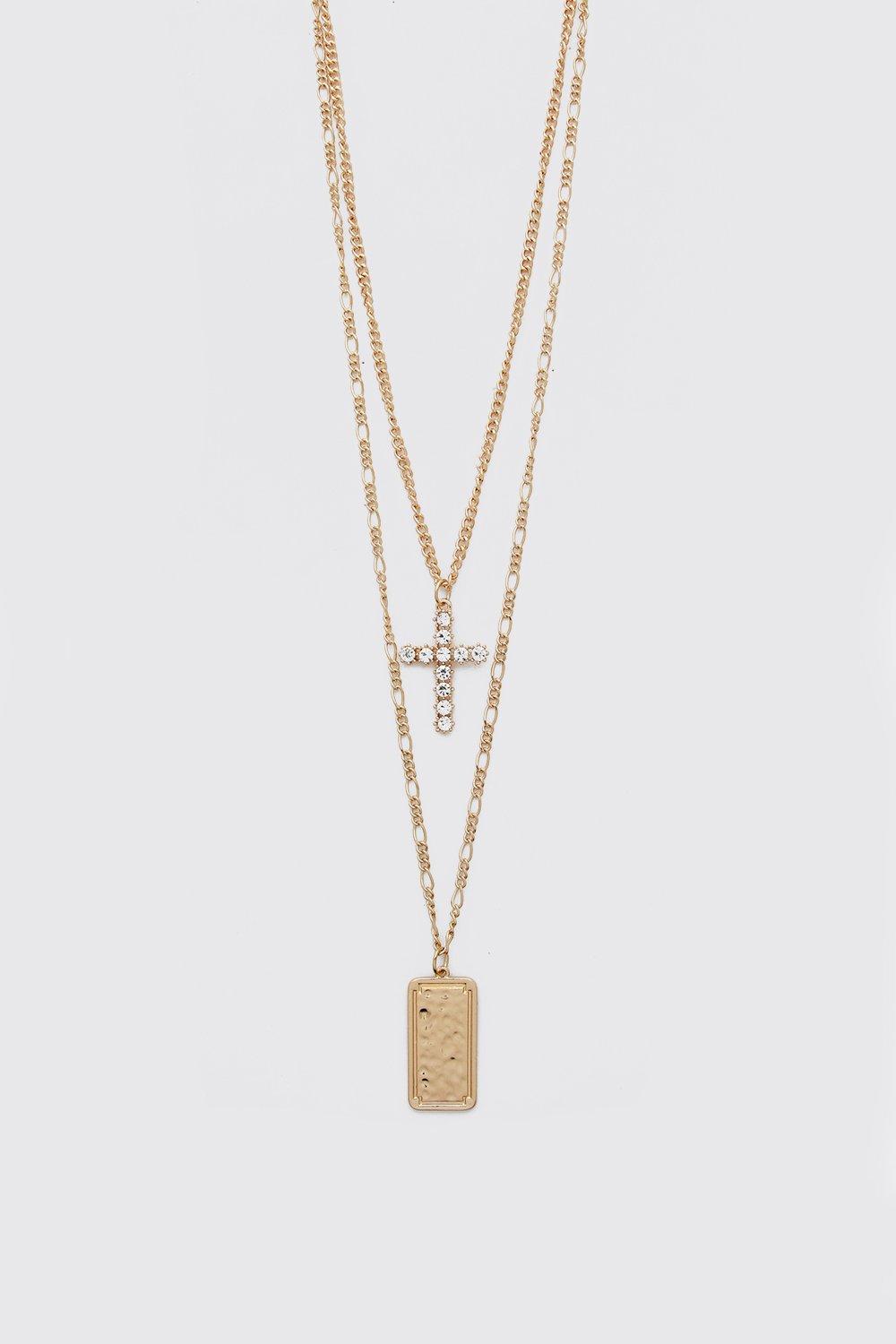 

Двойное колье с подвеской в виде креста, Gold
