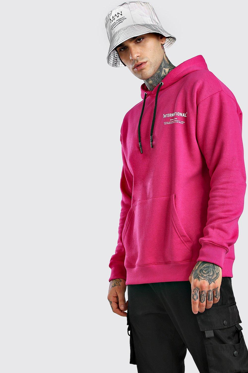 

Свободное худи с принтом MAN International, Pink