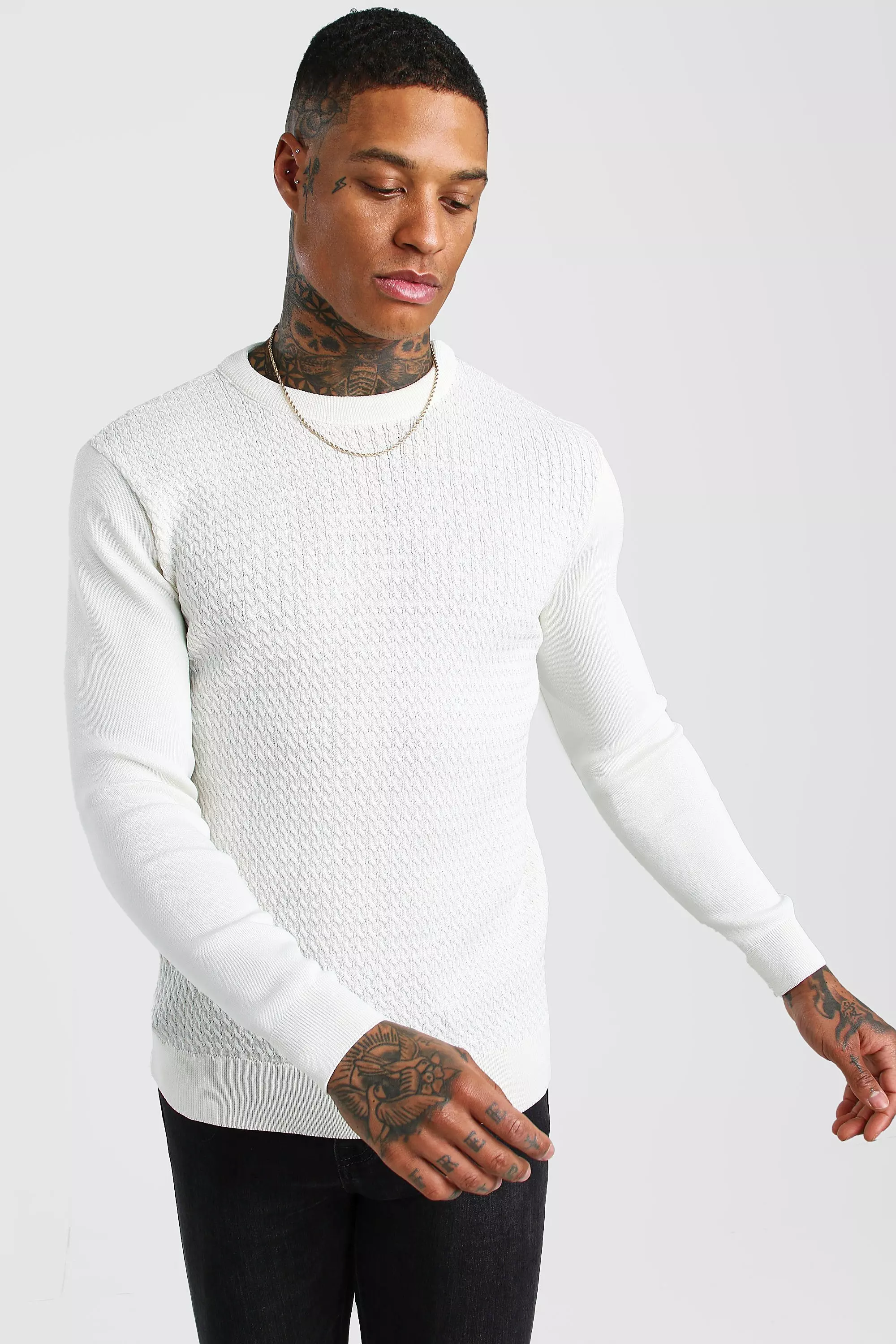 Textured Crew Neck Sweater