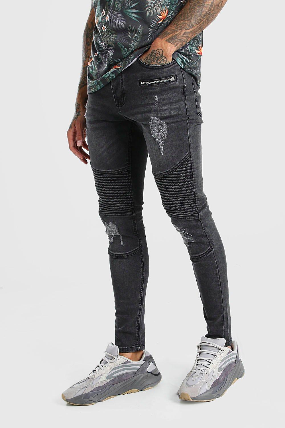 spray on skinny biker jeans with zips