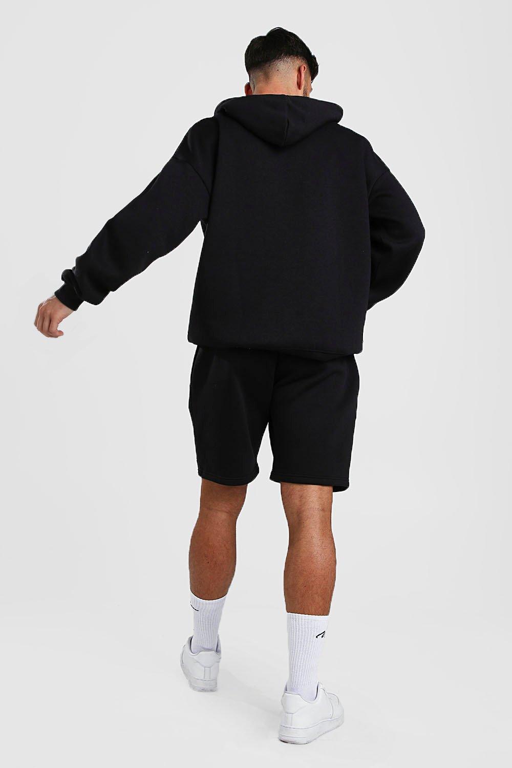 black hoodie and shorts