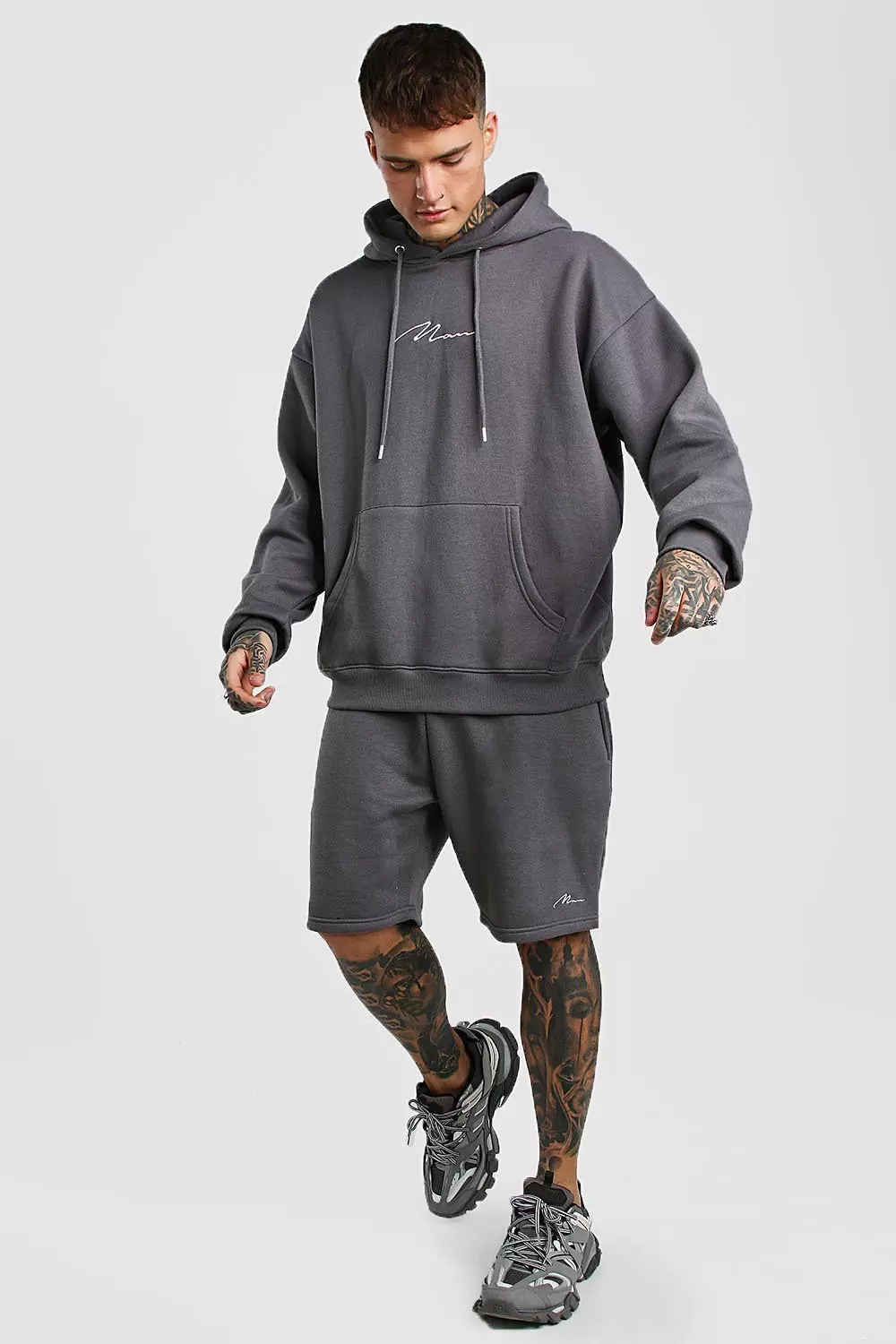 MAN Signature Oversized Hoodie And Short Set