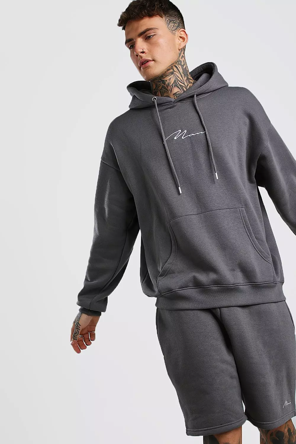 MAN Signature Oversized Hoodie And Short Set