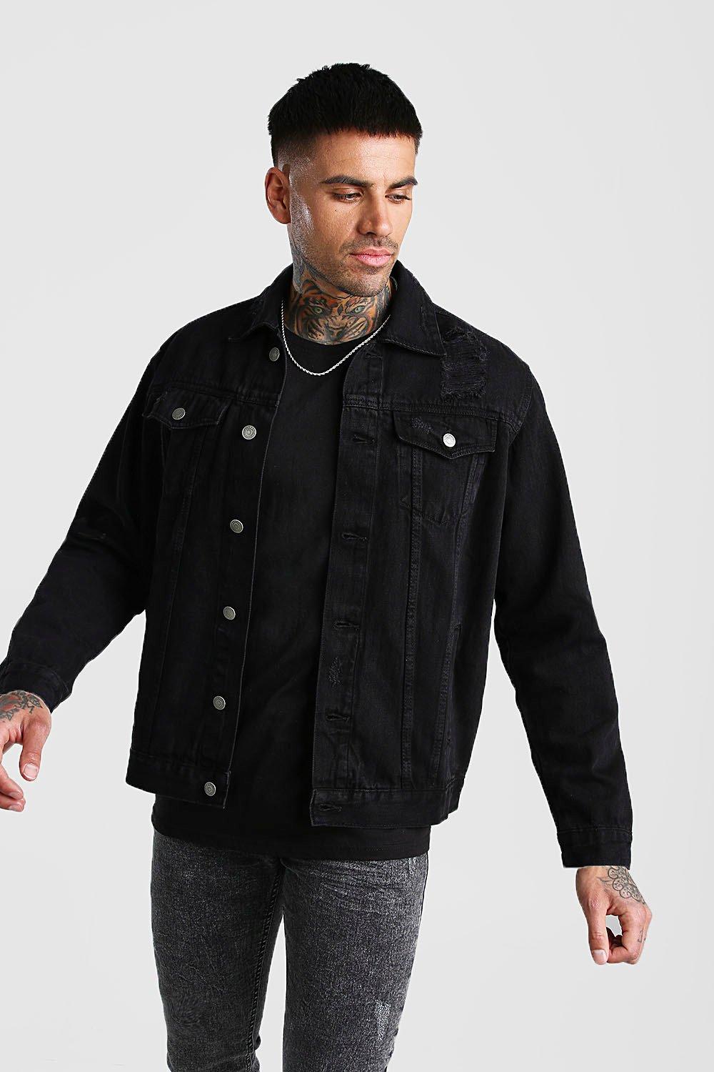 black ripped jean jacket