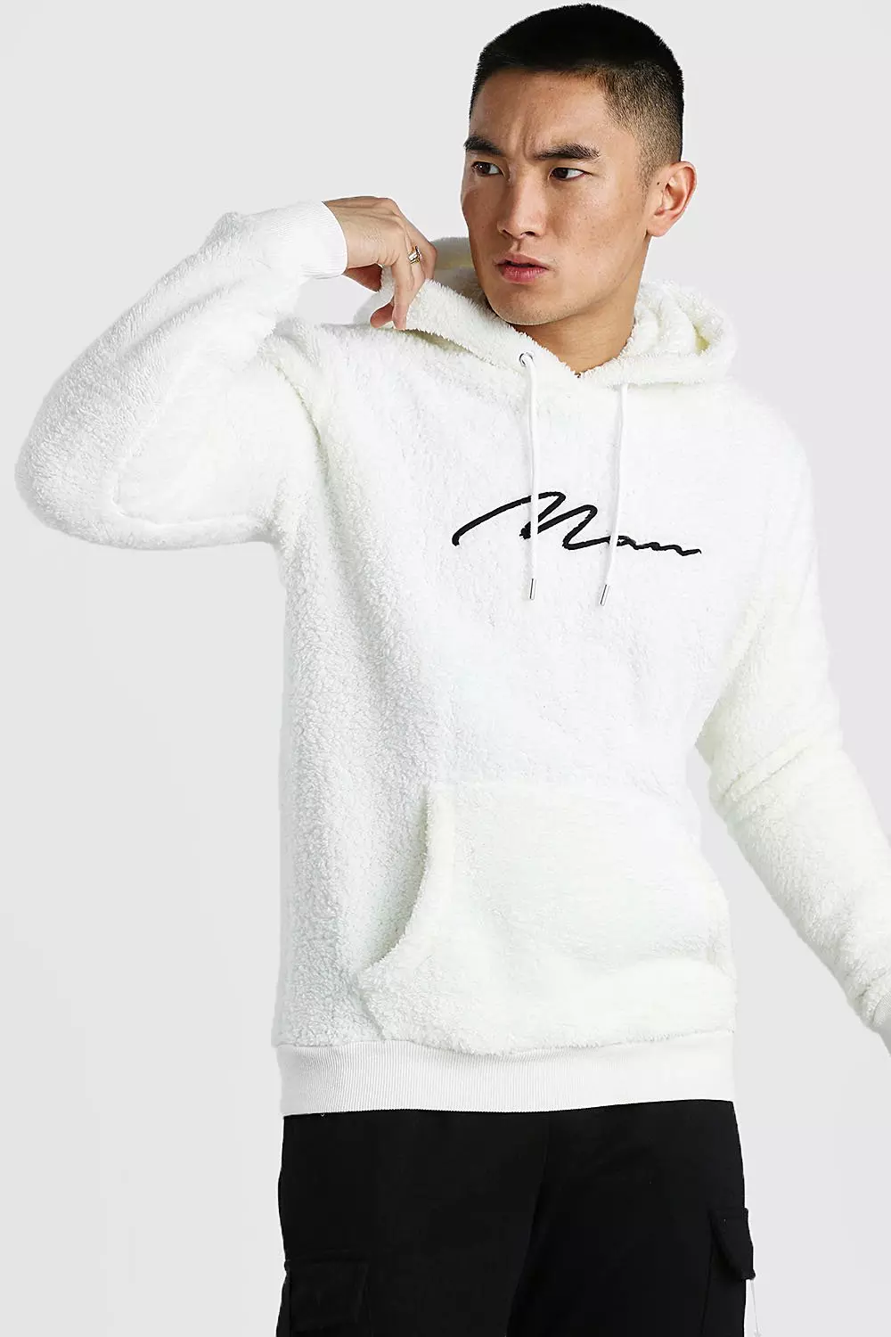 Boohooman cheap white hoodie