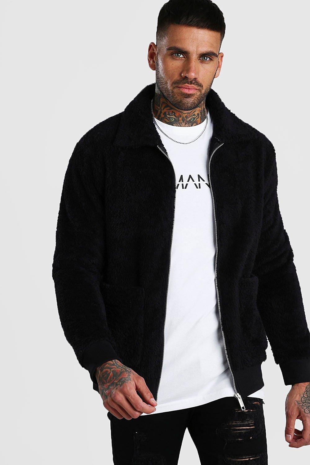 

Куртка харрингтон с меховым воротником, Black