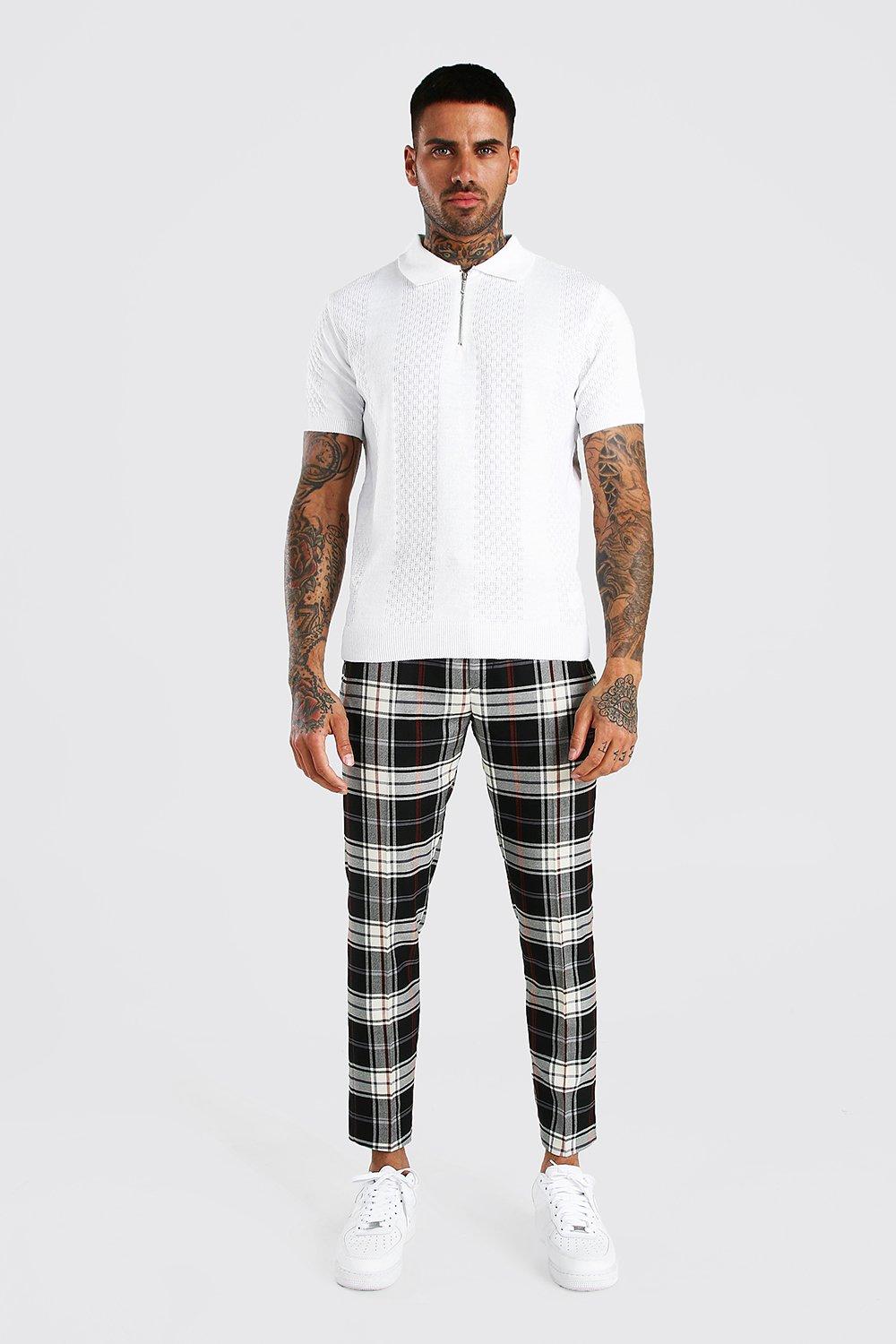 

Текстурированная полосатая вязаная рубашка-поло на молнии, Off white