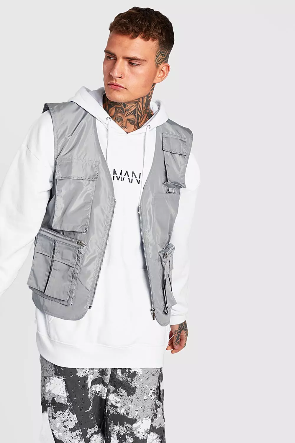 Nylon Utility Vest | boohooMAN USA