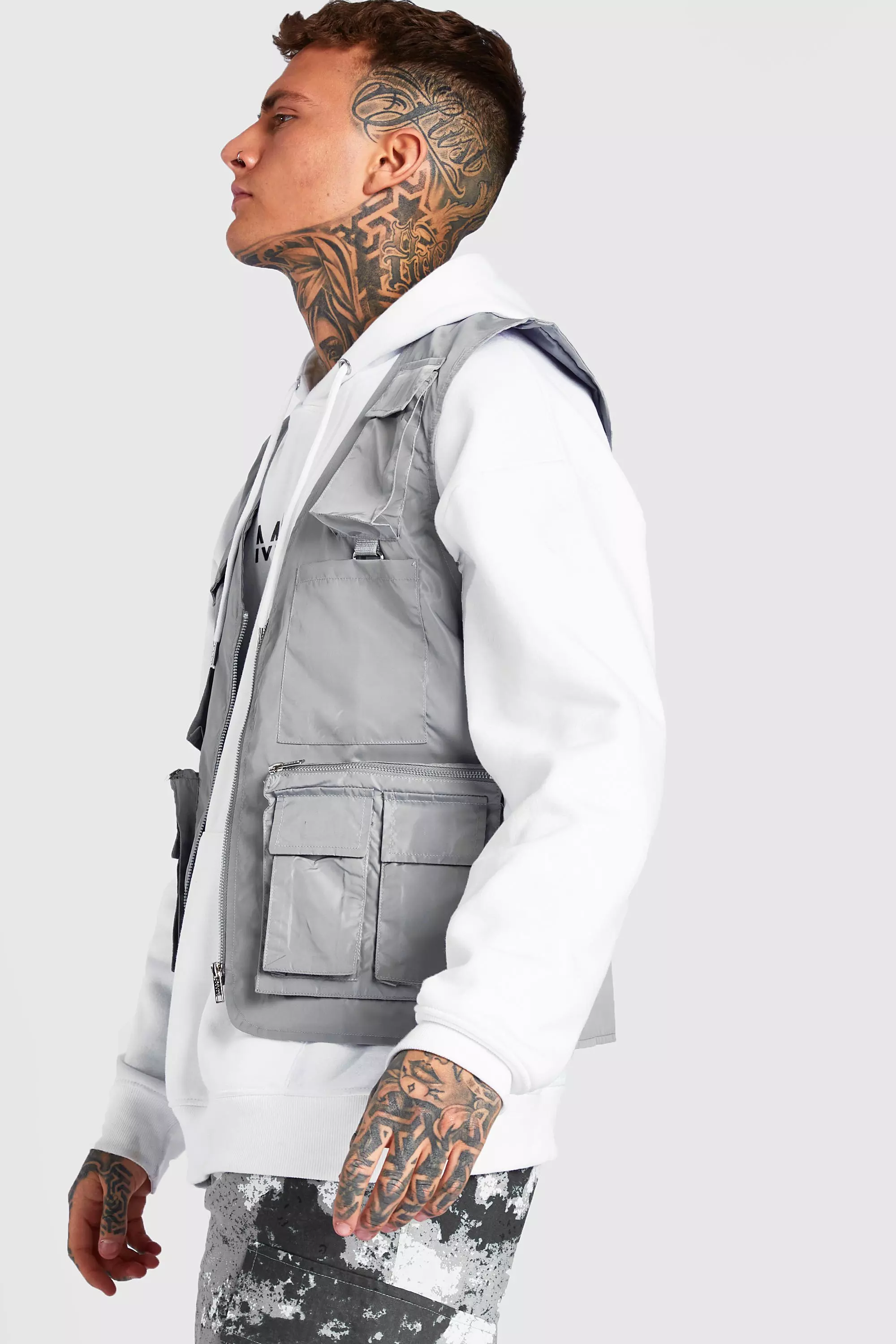 Nylon Utility Vest | boohooMAN USA