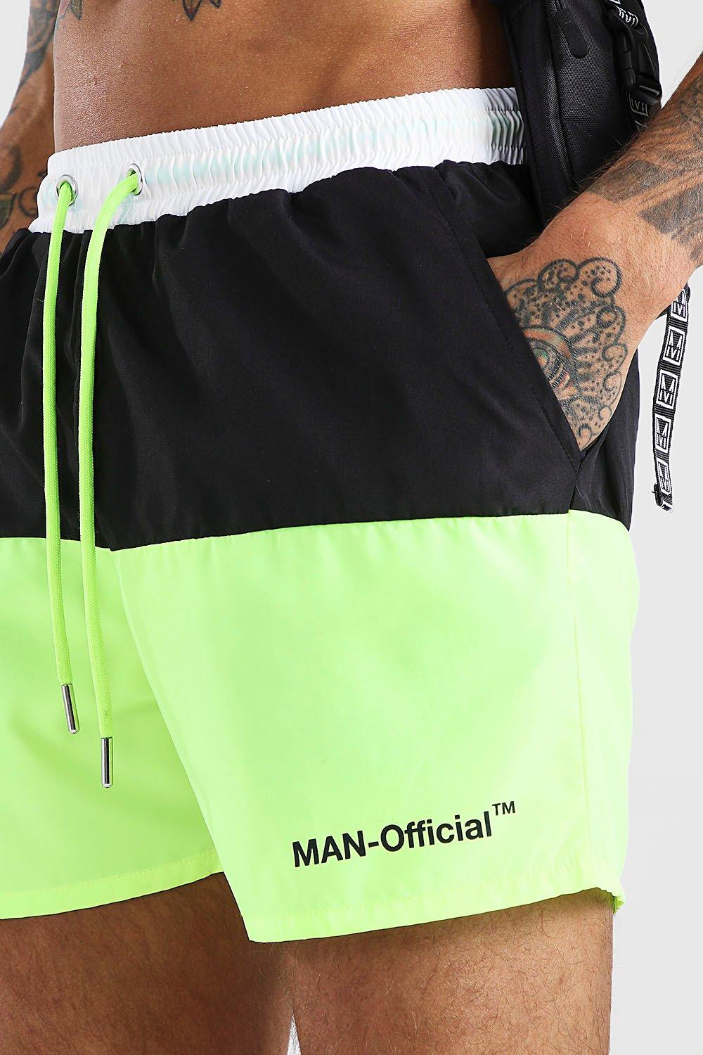 

Официальные купальные шорты MAN средней длины с цветными блоками, Yellow