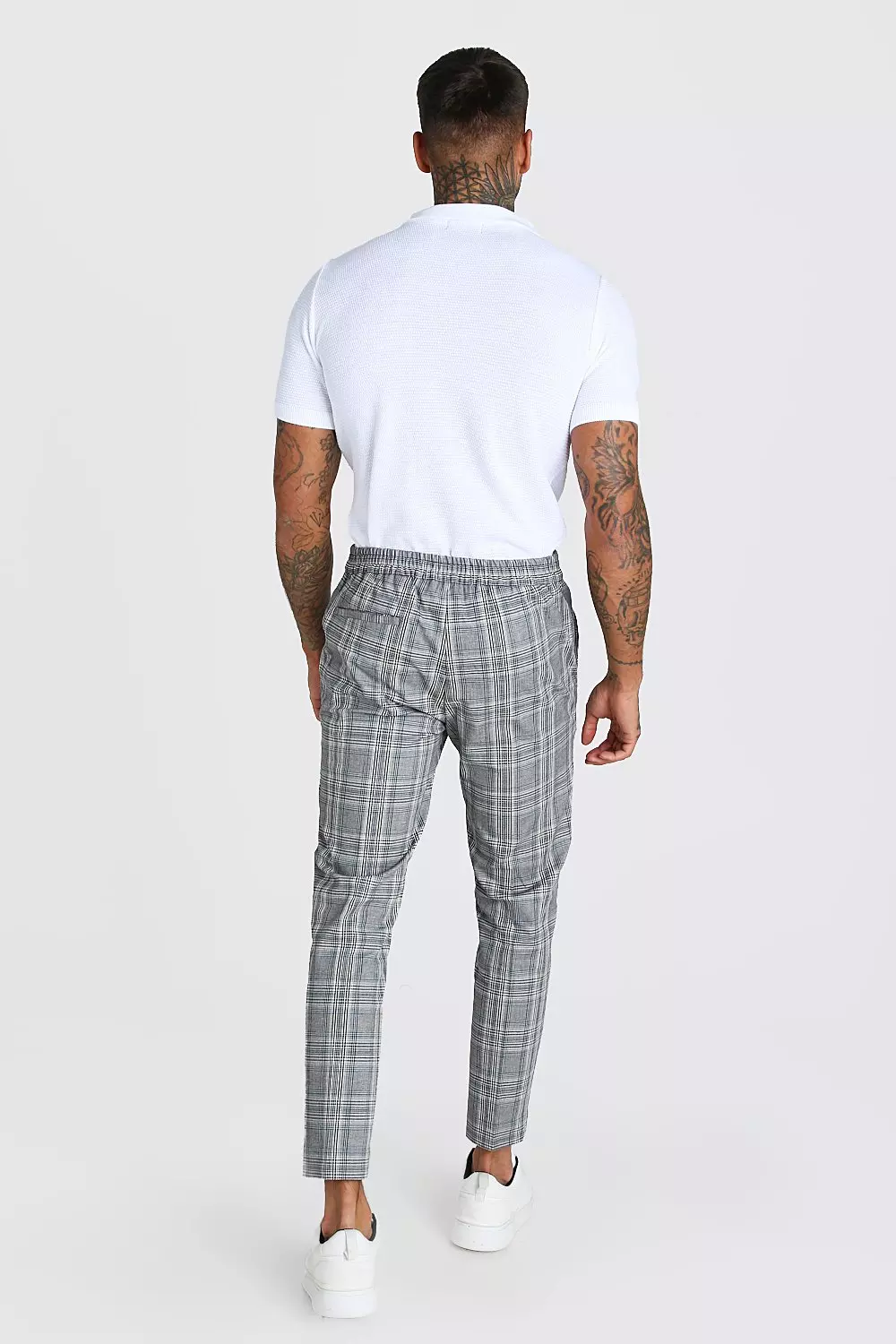 Grey smart check cropped on sale trousers