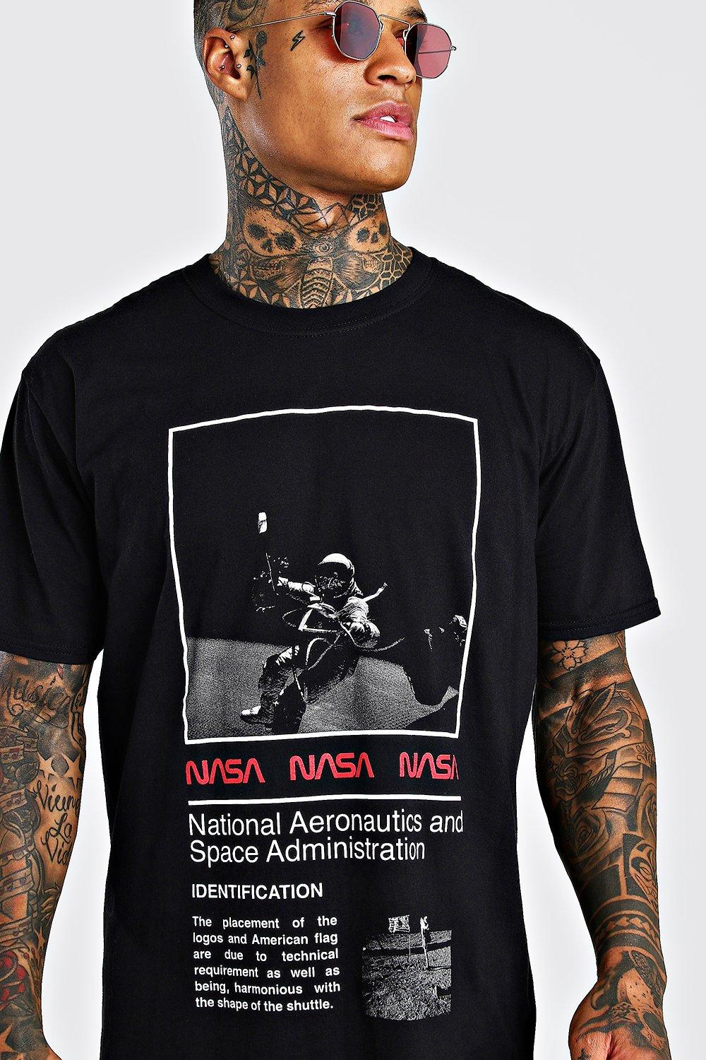

Oversized NASA Back Print T-Shirt, Black