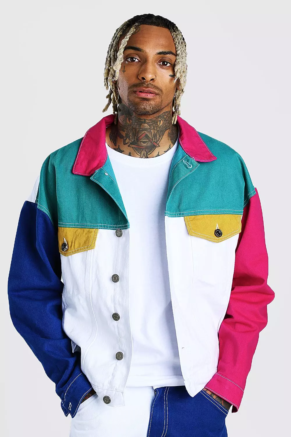 Asos color shop block denim jacket