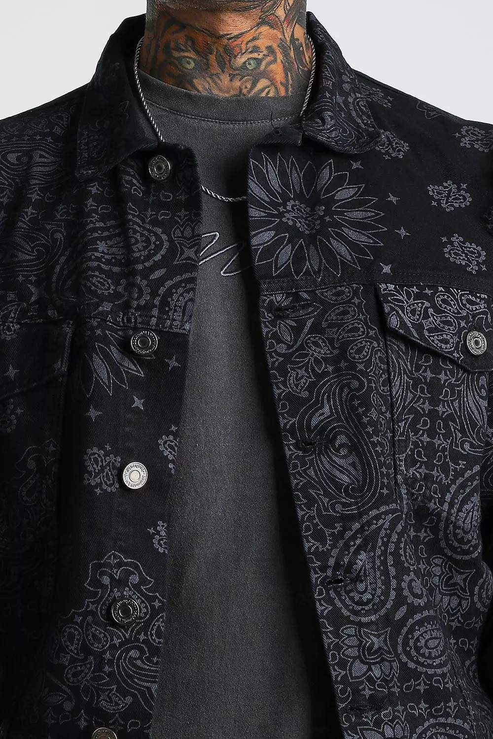 Large Bandana Monogram Print Jacket in Recycled Polyester Black