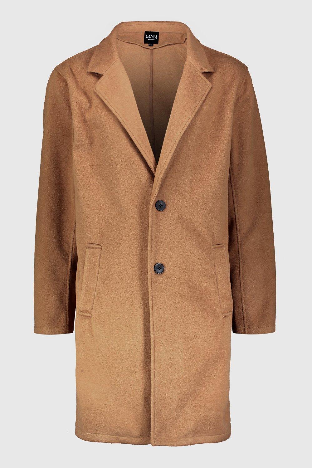 

Big And Tall Unlined Wool Look Overcoat, Camel