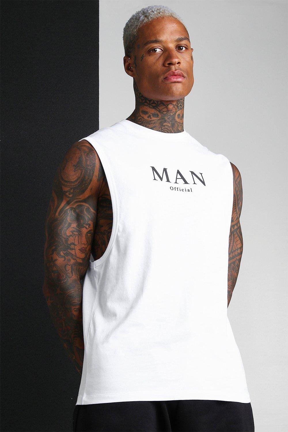 

Майка MAN с заниженными проймами, White