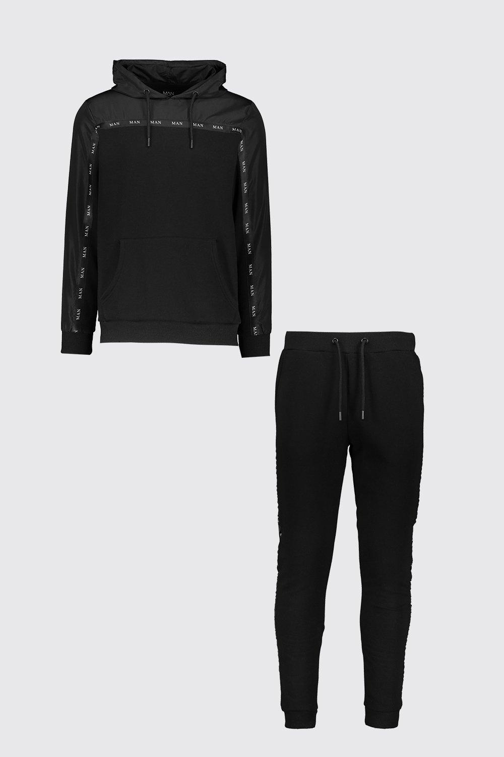 black nylon tracksuit