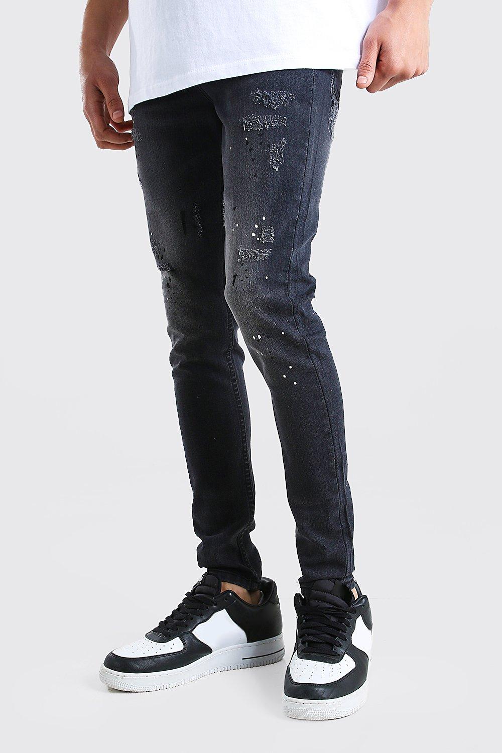 black paint splat jeans