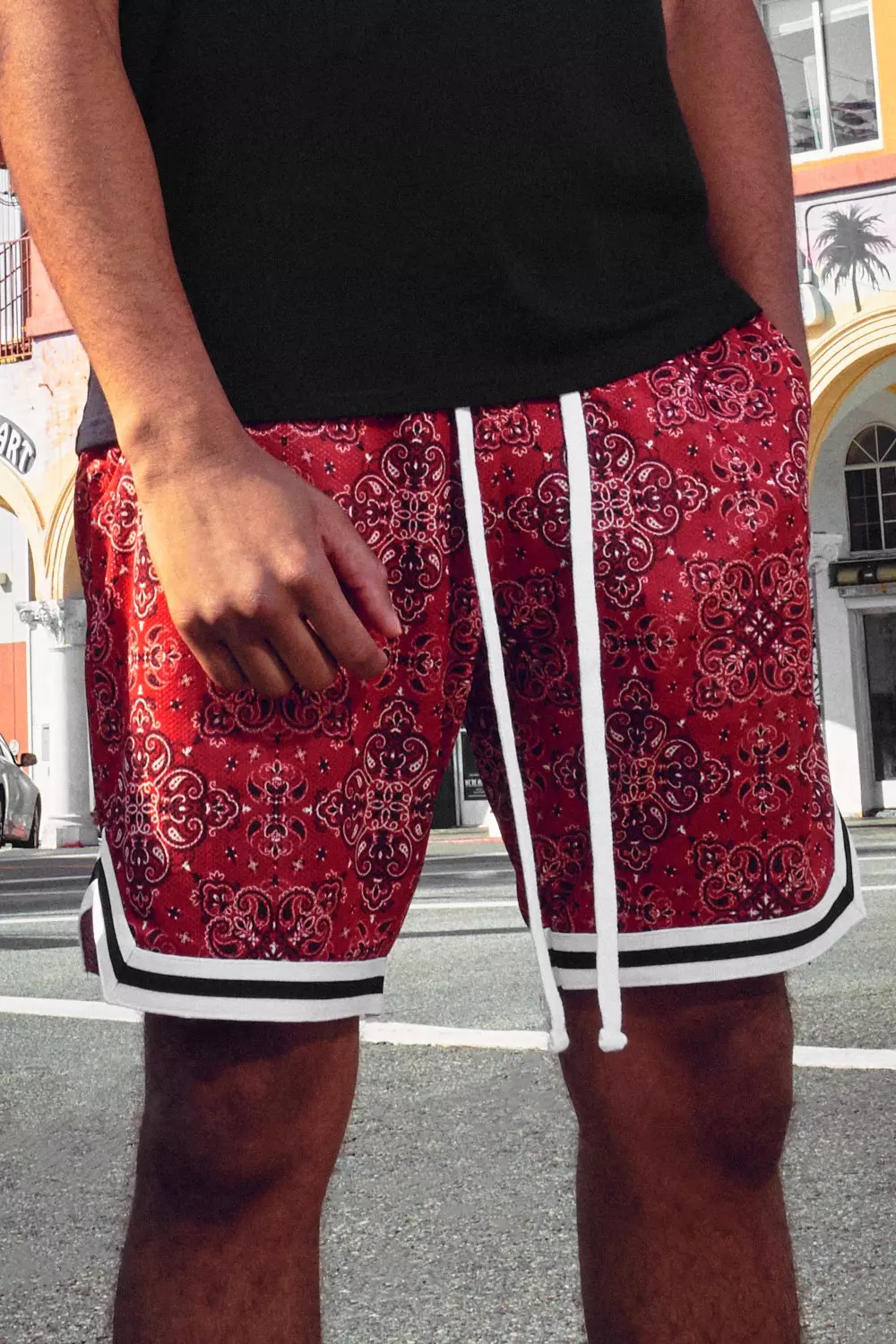 Buyers Picks Men Bandana Print Mesh Shorts (B&T) - Shorts