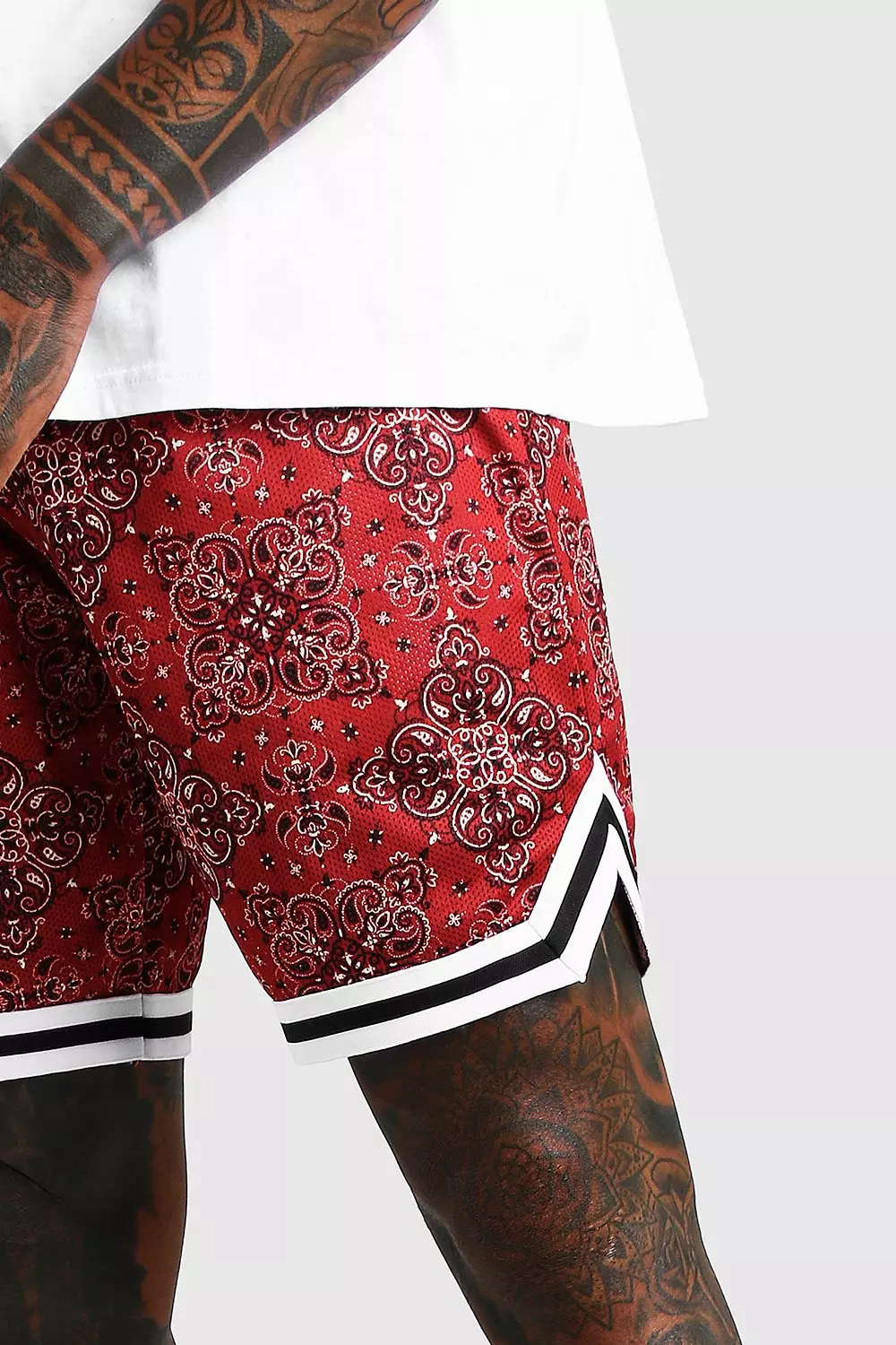 Buyers Picks Men Bandana Print Mesh Shorts (B&T) - Shorts