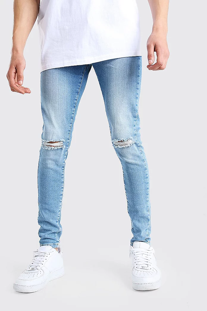 BOOHOO MAN SUPER SKINNY WASHED RIPPED KNEE LONG SHORTS  WAIST 32" ONLY £14.99 