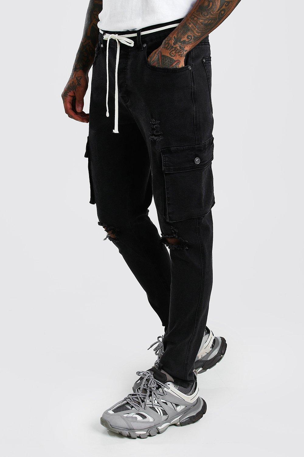 black cargo skinny jeans