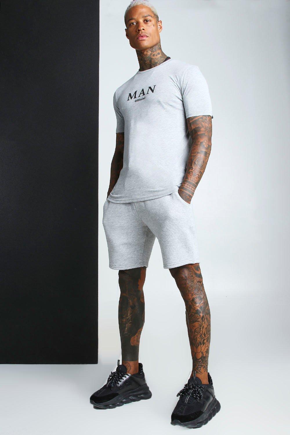 

Сет: обтягивающая футболка и шорты MAN, Grey marl
