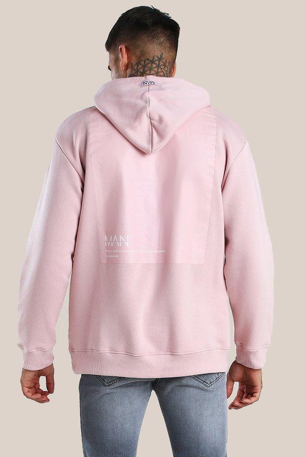 

Оригинальное худи MAN свободного кроя с виниловым принтом на спине, Pink
