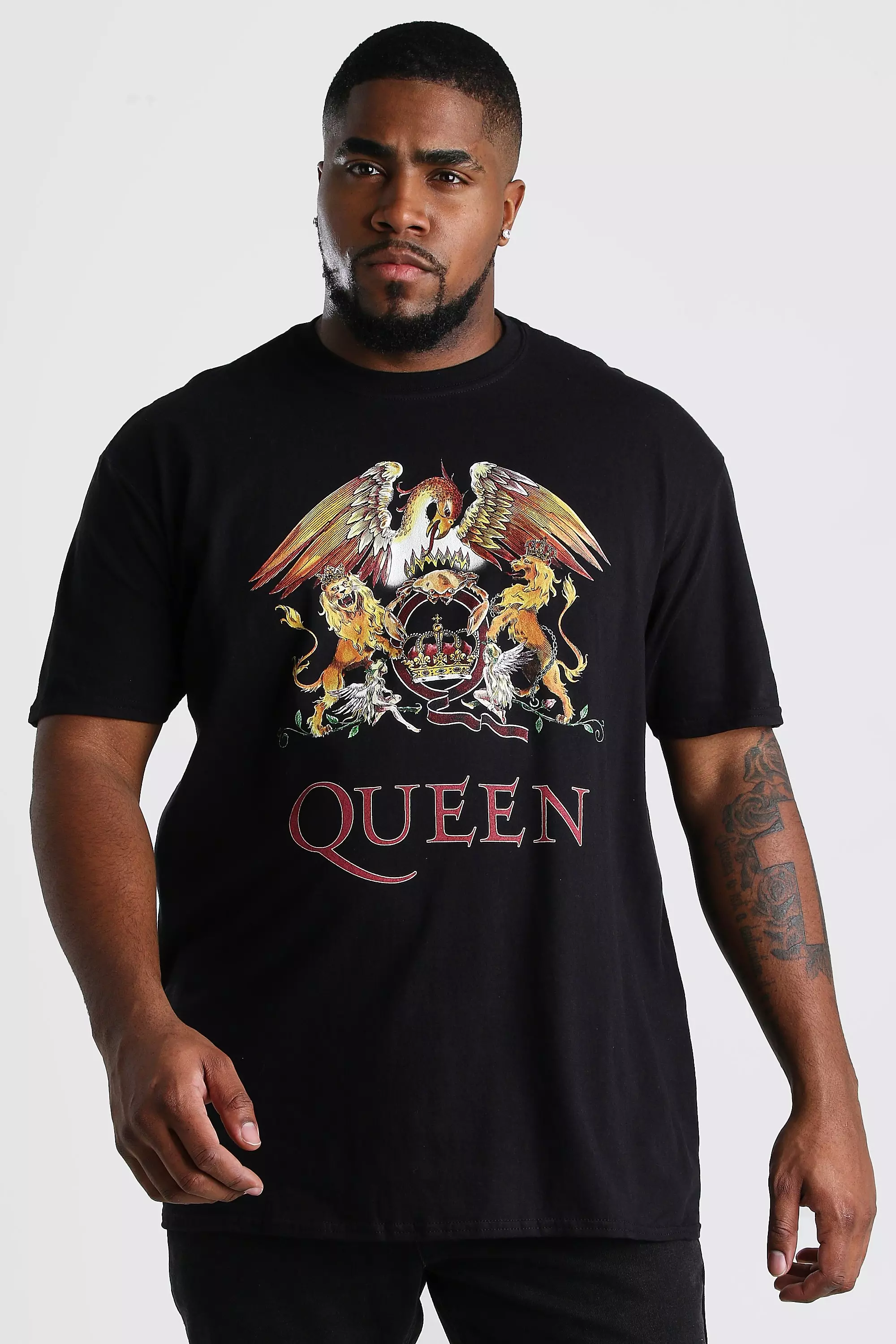 klar Række ud bredde Plus Size Queen Print T-Shirt | boohooMAN USA