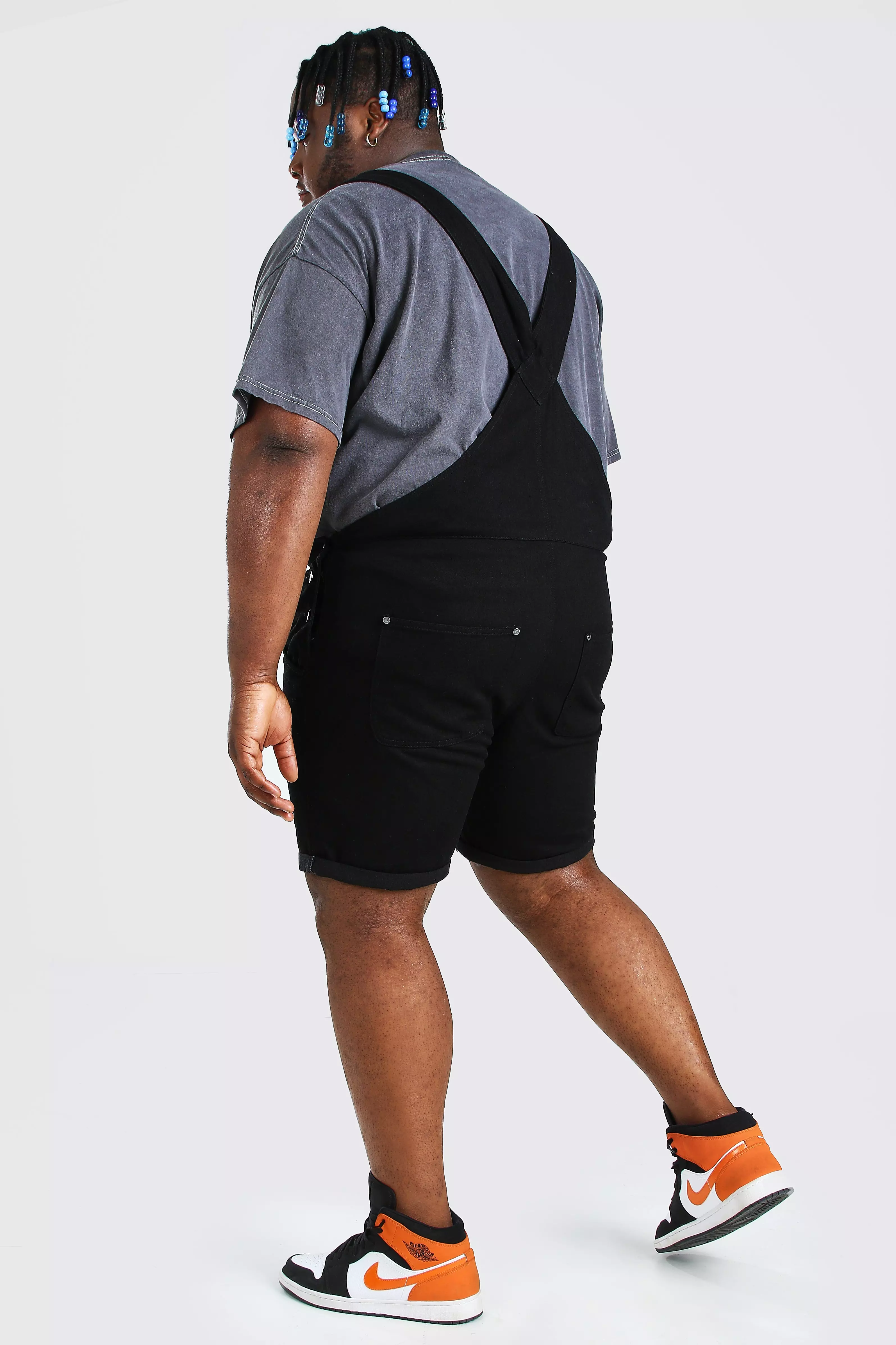 politik Rå Fare Plus Size Short Denim Overalls | boohooMAN USA