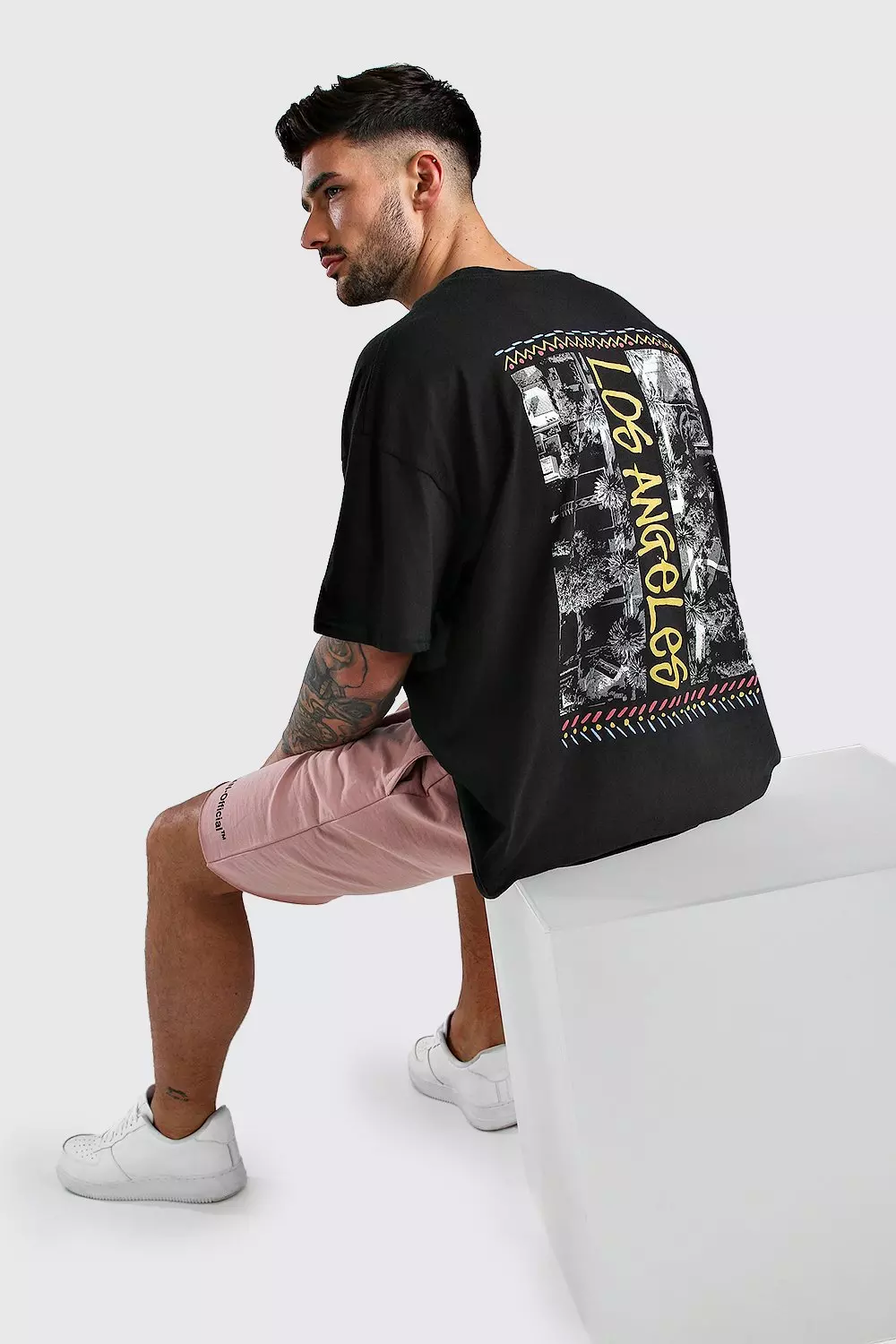 Oversized T-shirt With Los Angeles Back Print from Boohooman on