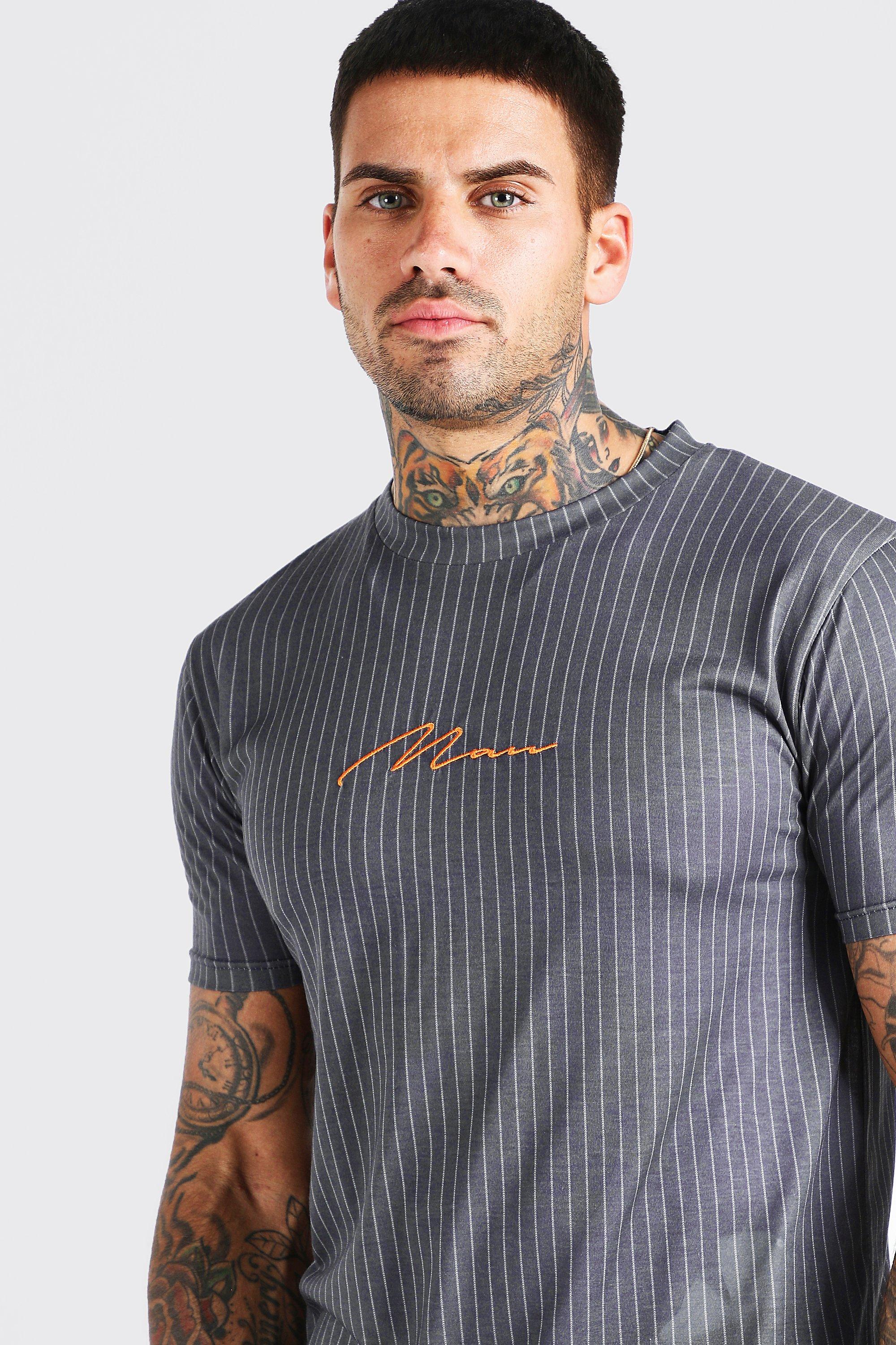 

Фирменная футболка MAN в тонкую полоску, Grey