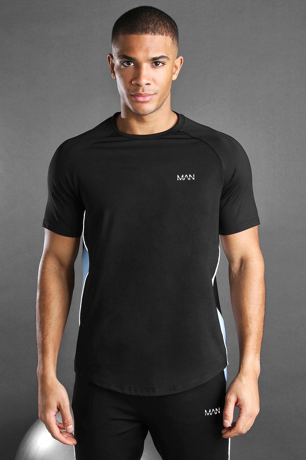 

Футболка MAN Active из полиэстера с рукавами реглан и вставками, Black
